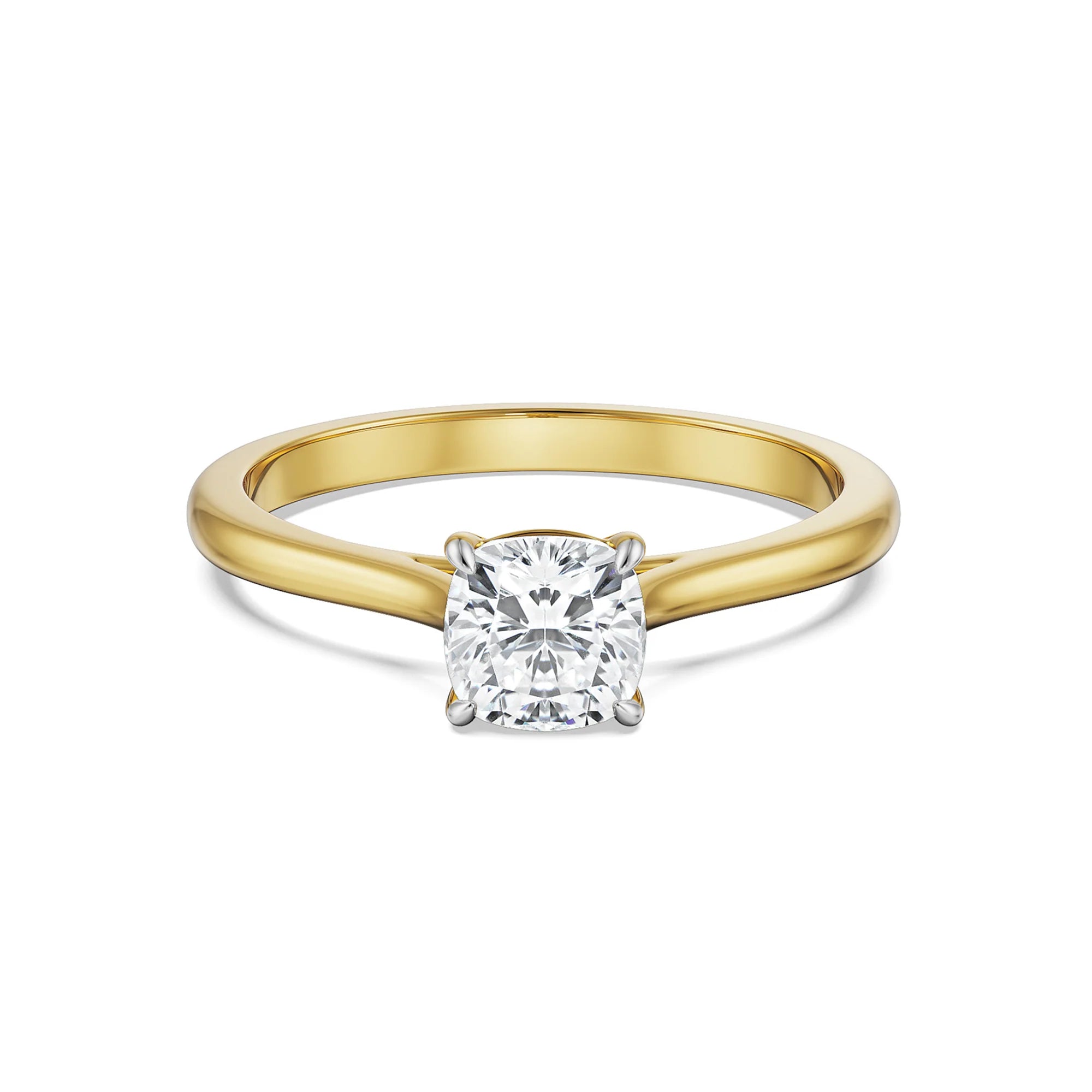 0.5 CT Cushion Solitaire Ring Front view in 9KT
