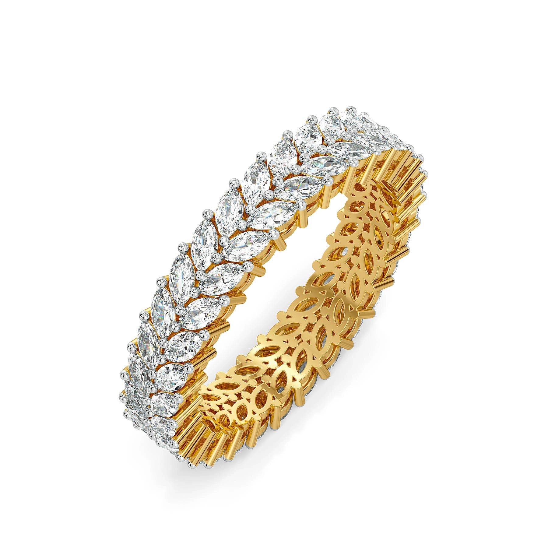 Twin Flame Marquise Eternity Lab Diamond Ring - top view