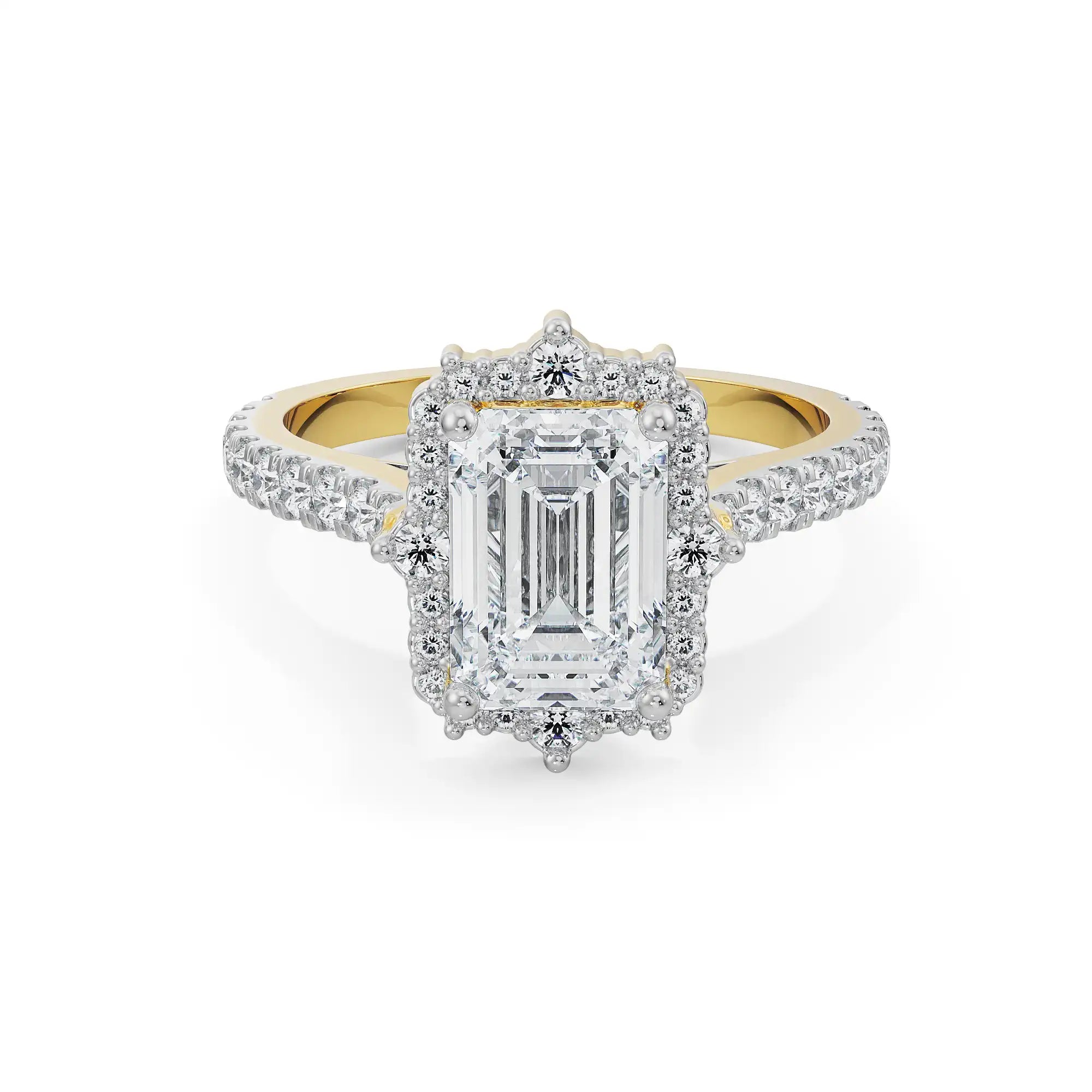 1.5 CT Emerald Diamond Ring Front View in 9KT