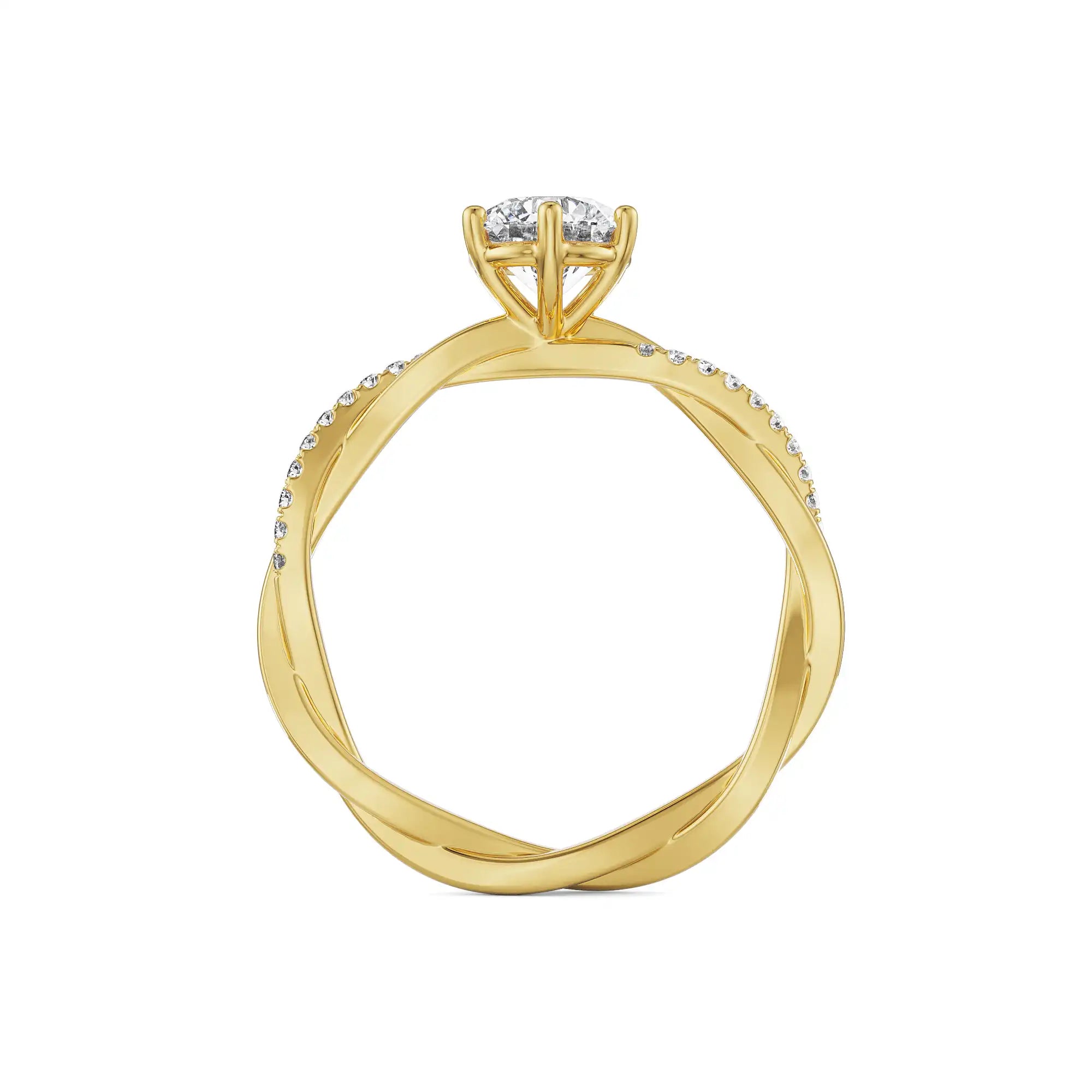 Twsited Sloane Round Diamond Ring Side View