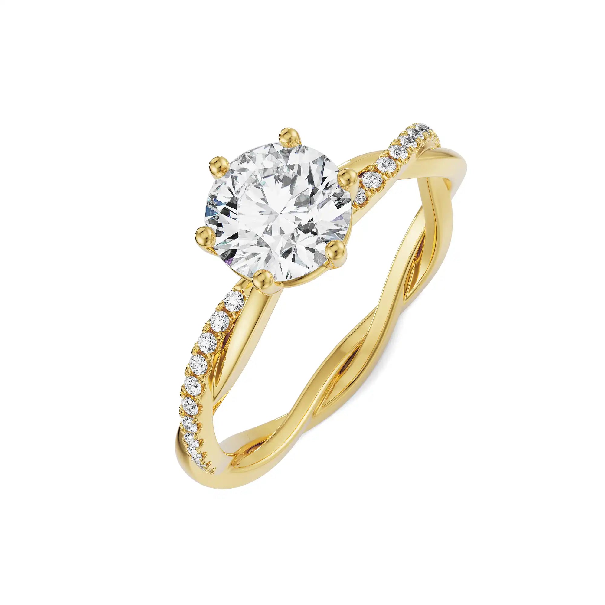 Twsited Sloane Round Diamond Ring Top View