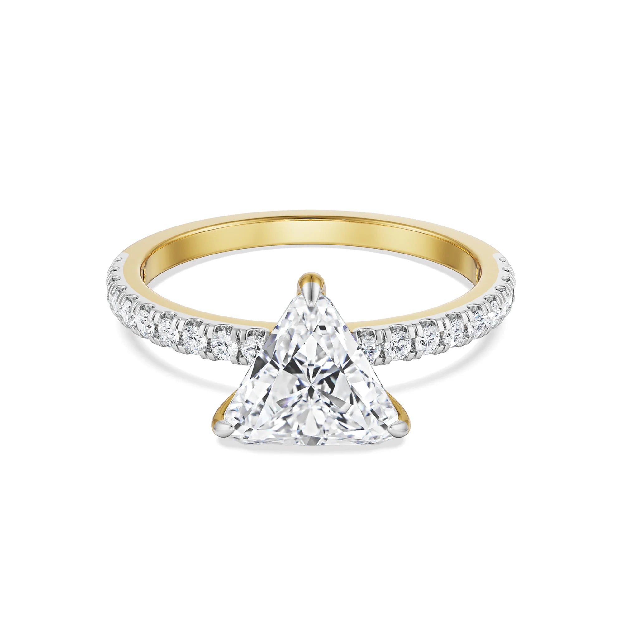 Timeless Triliion Engagement Ring Front view in 9KT