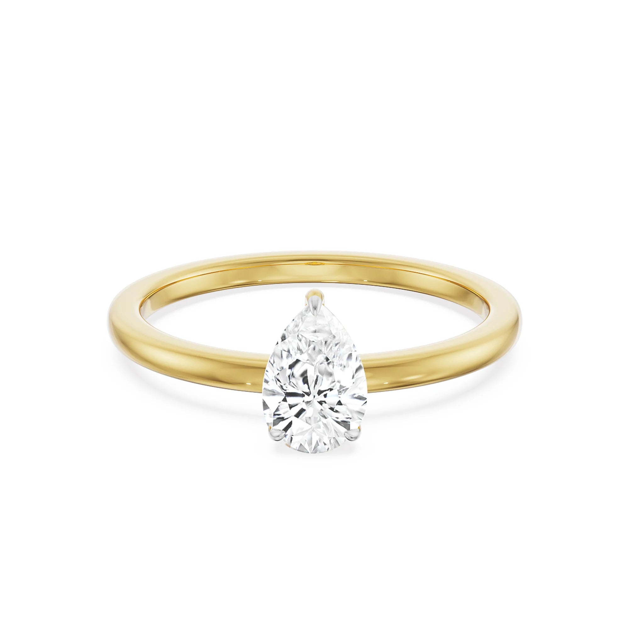 0.5 CT Pear Engagement Ring Front view in 9KT