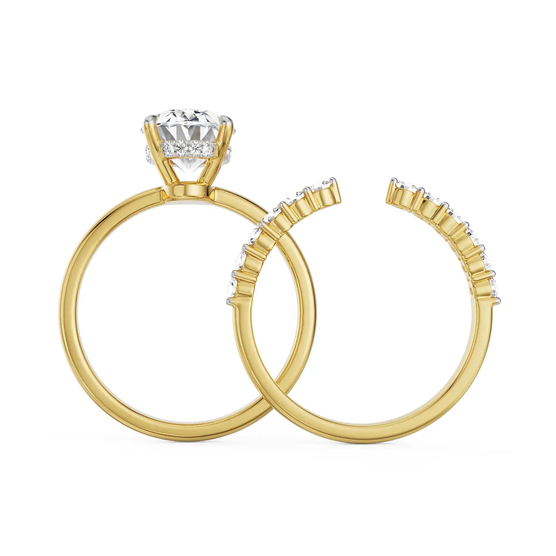 Oval Bridal Lab Grown Diamond Ring Set 9KT