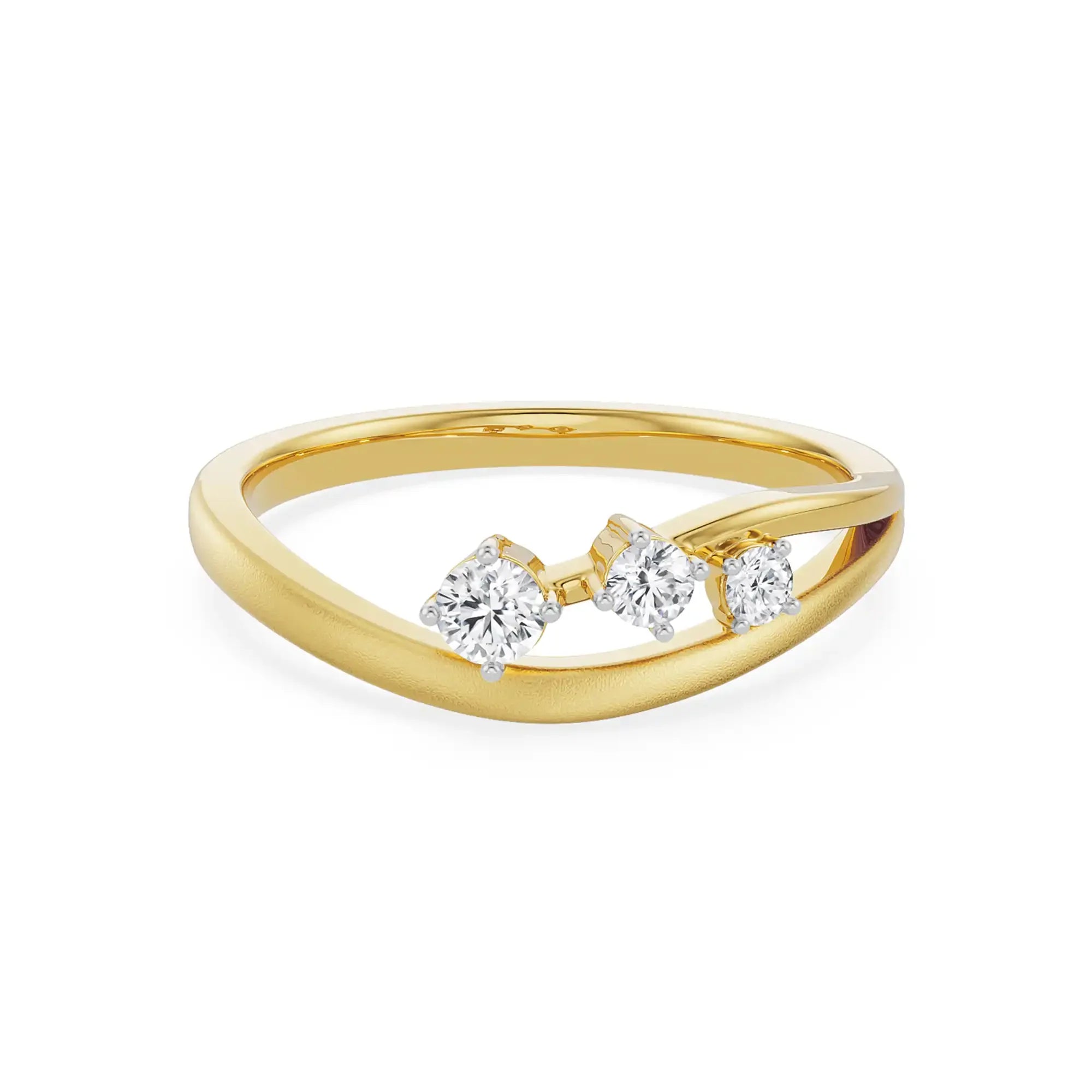Dainty Trio Diamond Ring front view in 9KT