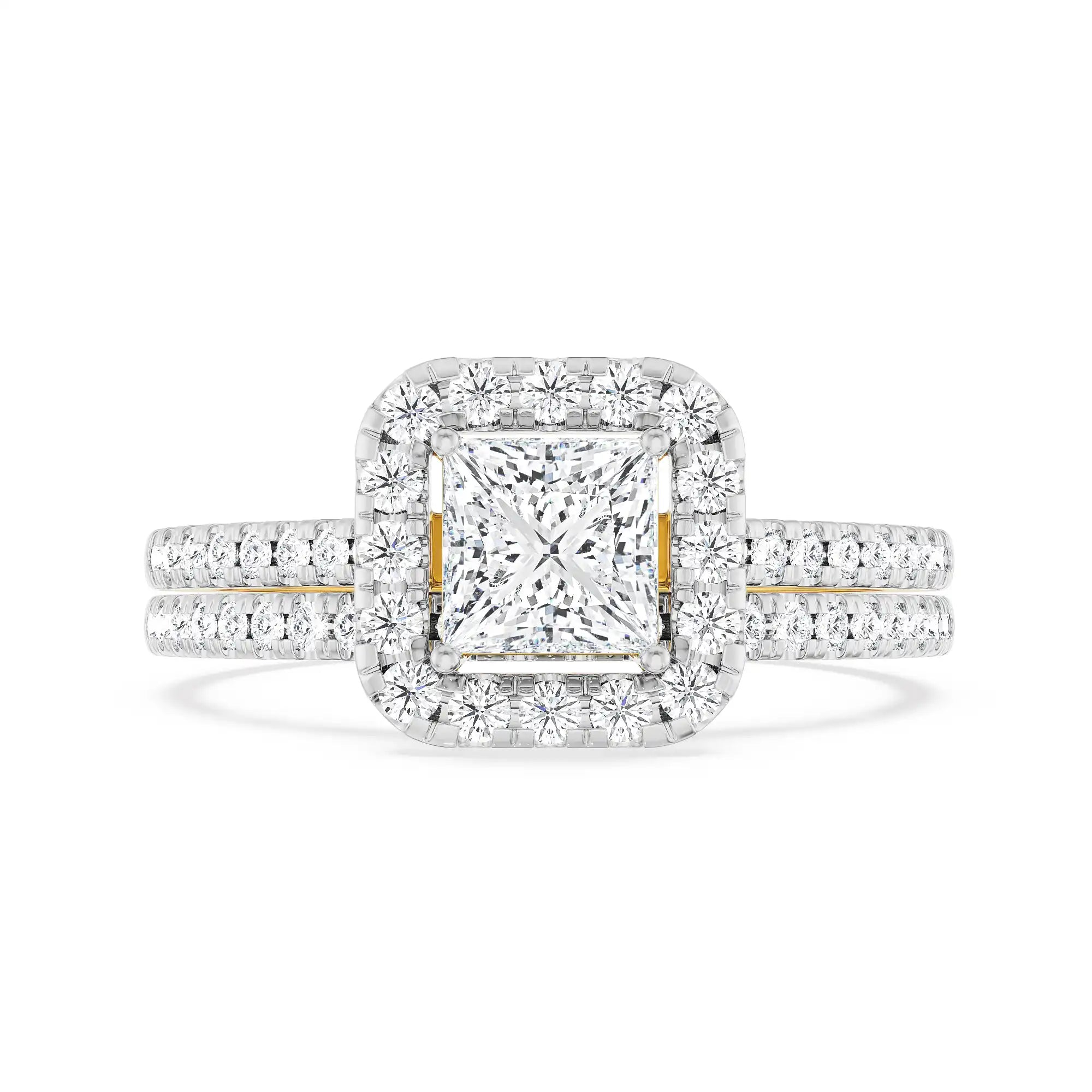 Princess Cut Bridal Ring Set Front View