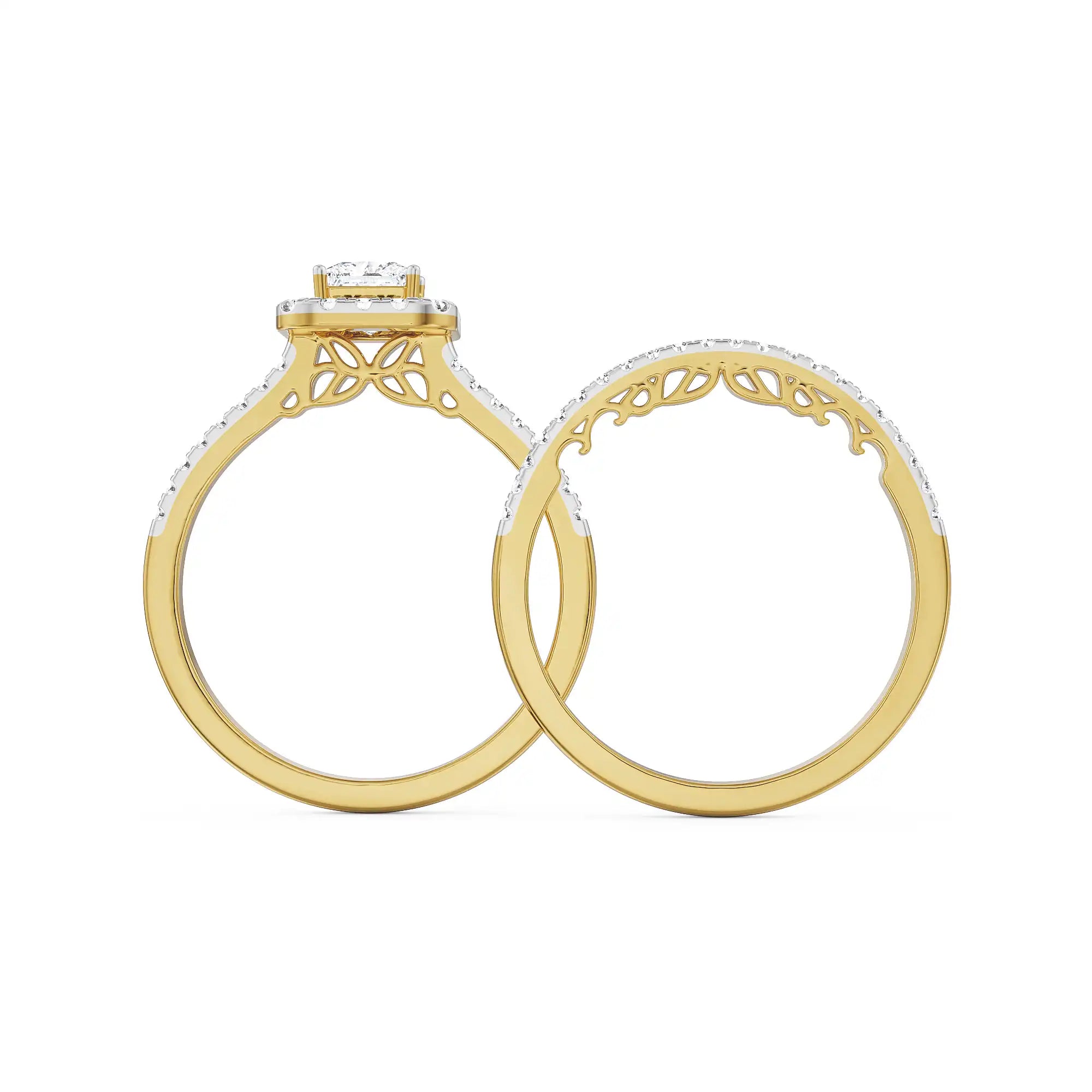 Princess Cut Bridal Ring Set left view