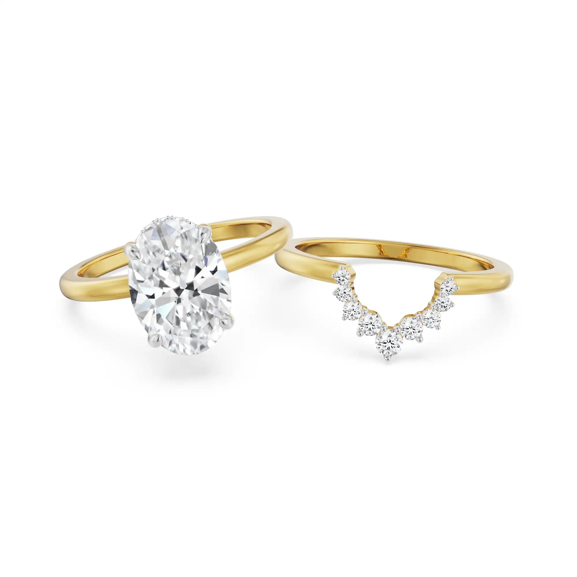2 CT Vintage Oval Diamond Ring Front view in 9KT