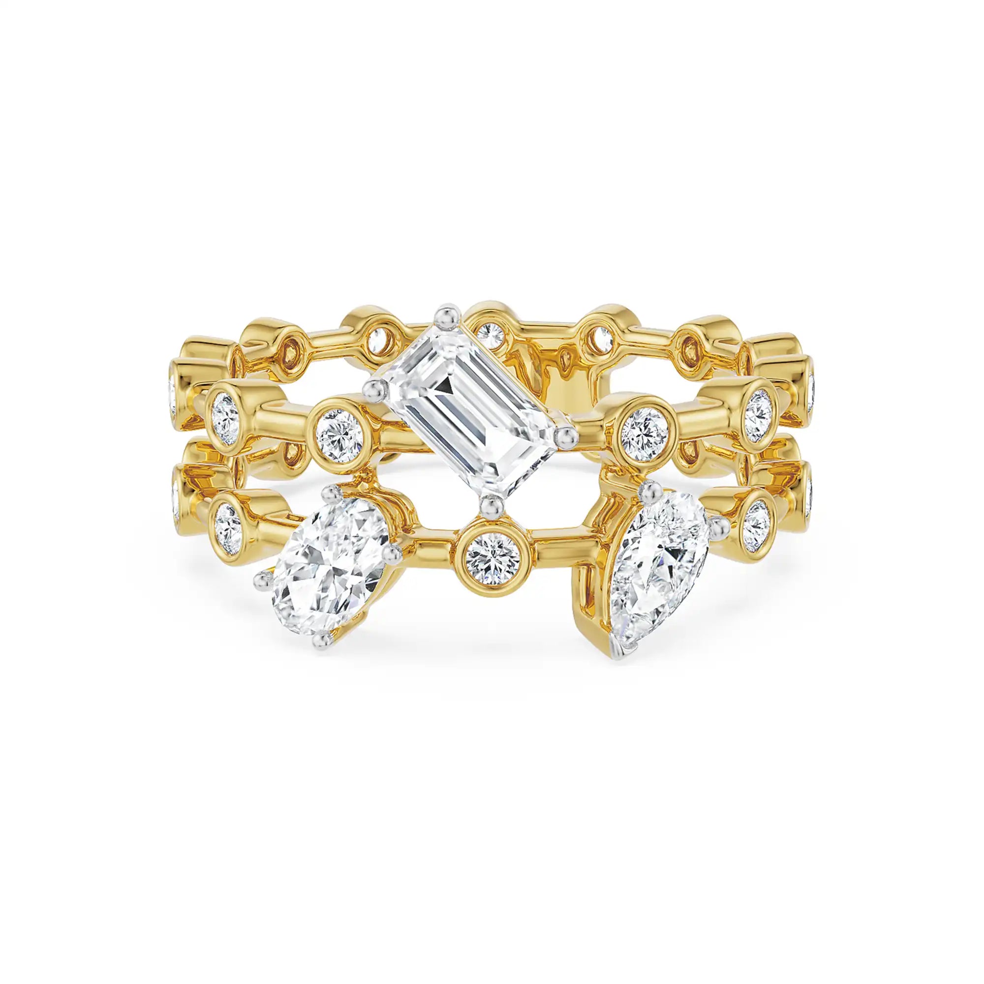 Multi Diamond Cocktail Ring front view in 9KT
