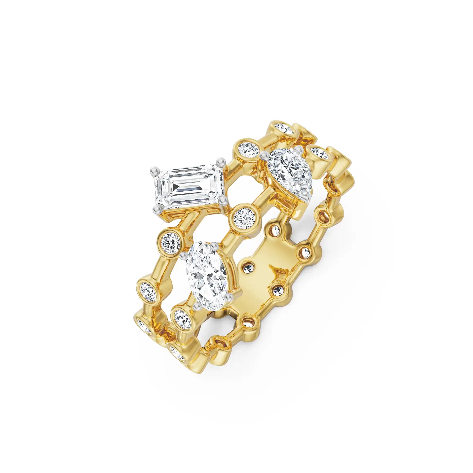 Multi Diamond Cocktail Ring Side view