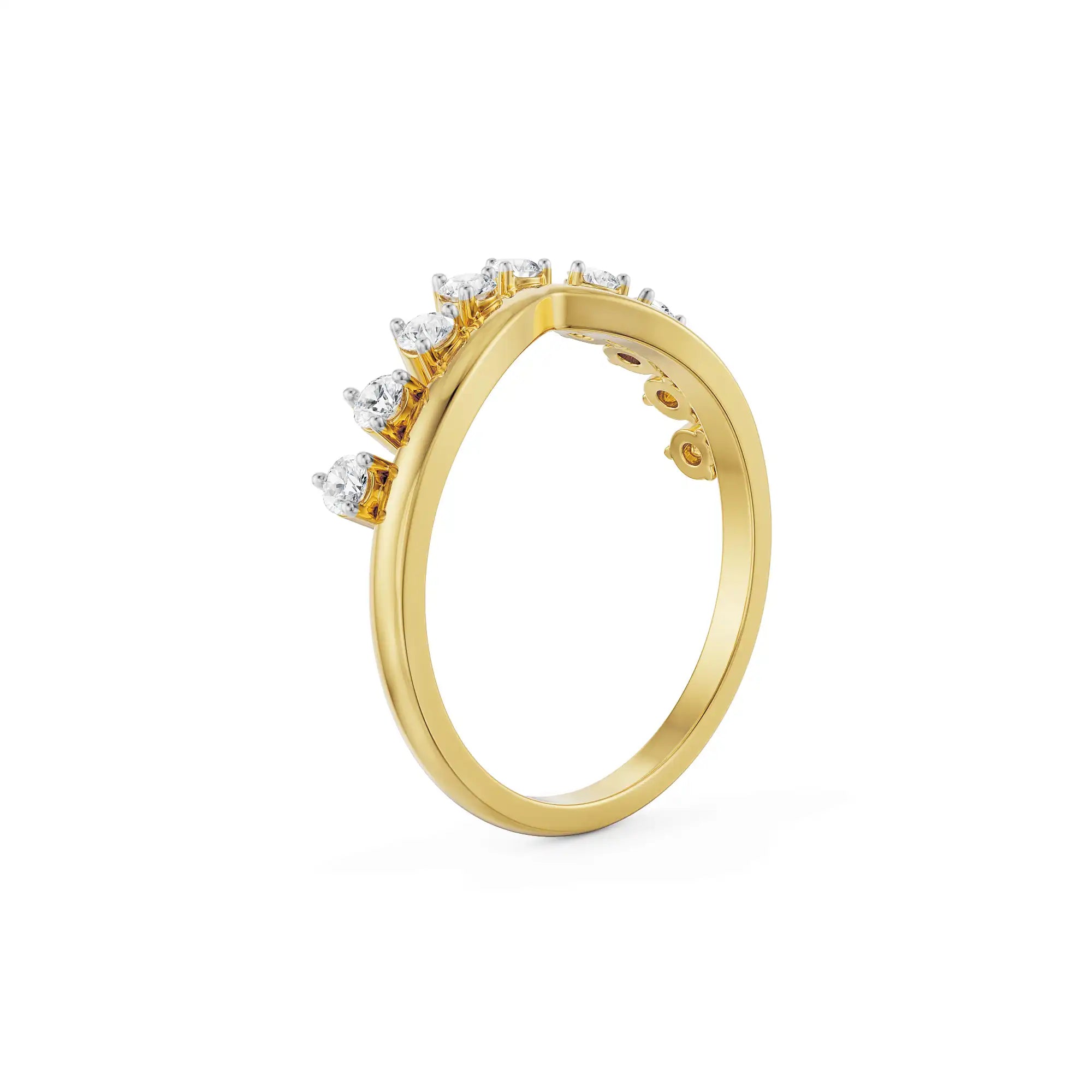 Crown Diamond Ring Back view in 9KT