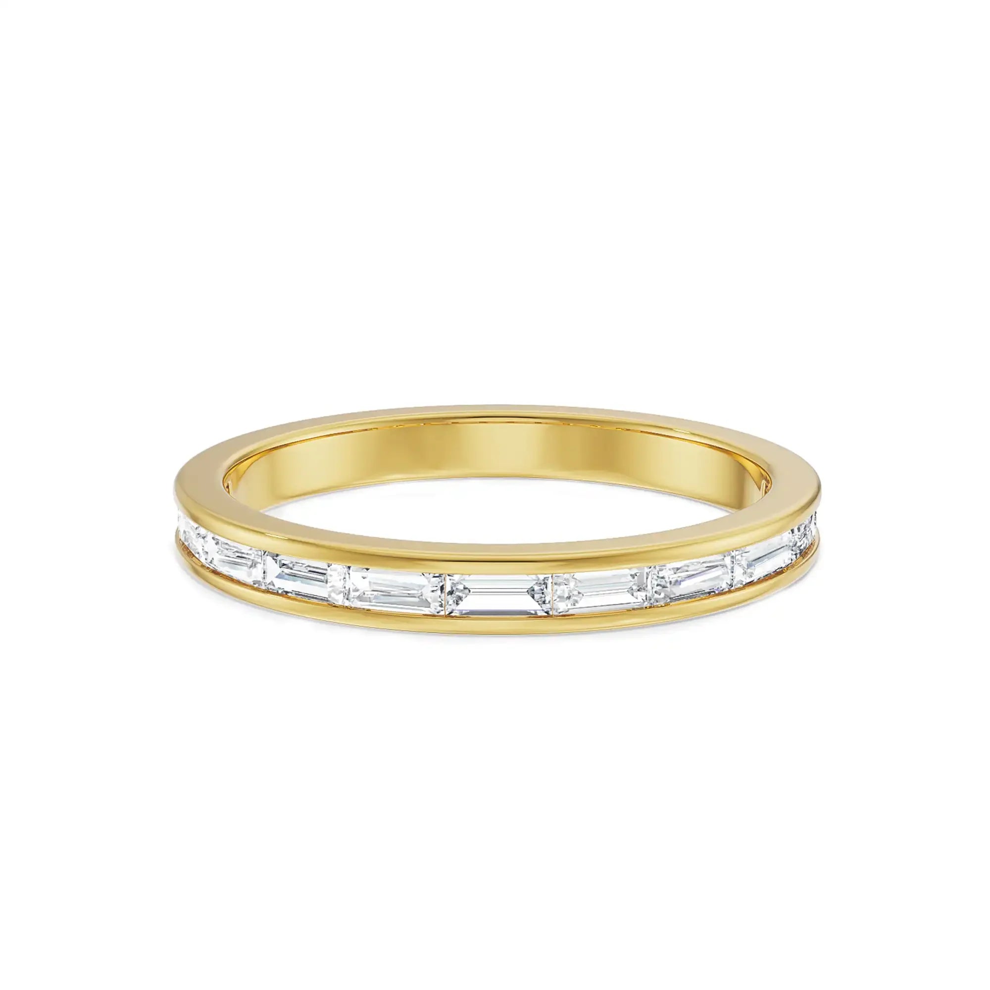 Baguette Straight Wedding Band Front view in 9KT