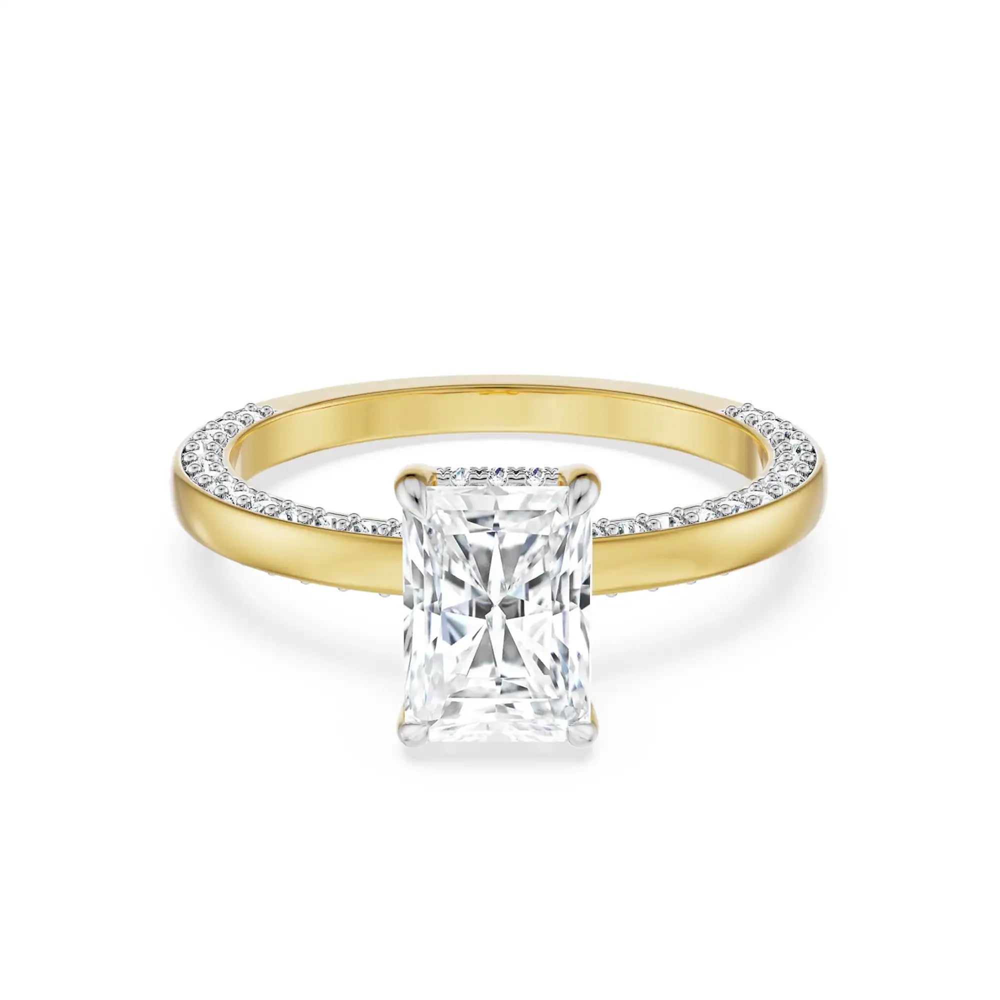 Radiant Solitaire Engagement Ring front view in 9KT