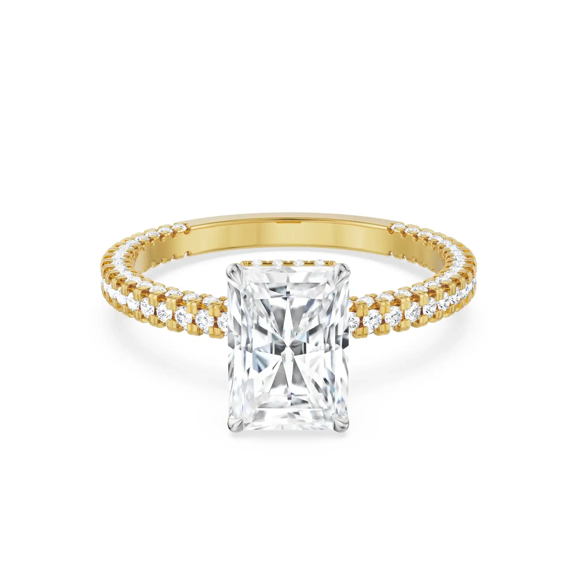 Bridal Radiant Diamond Ring front view in 9KT