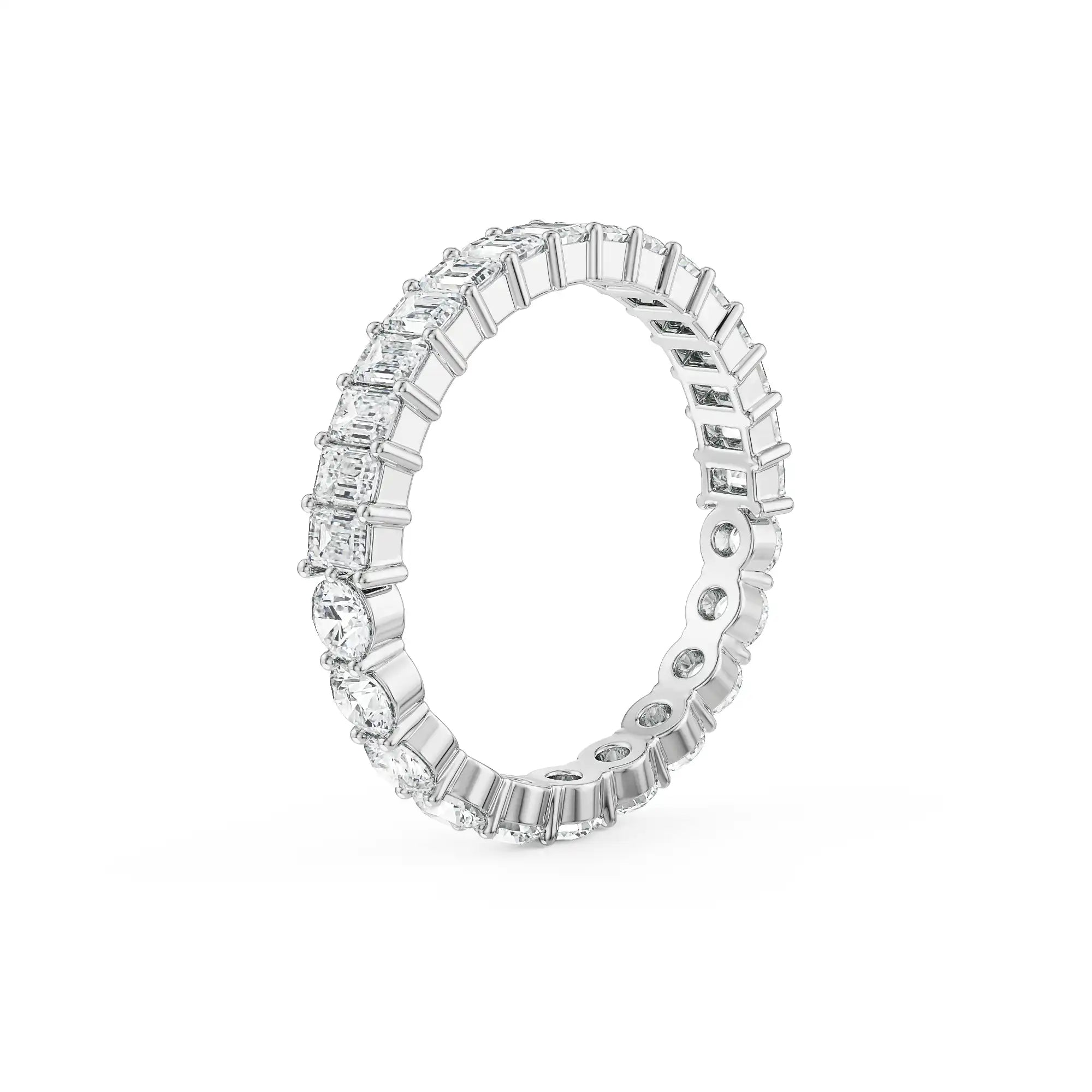Emerlad Round Eternity Band right view in 9KT