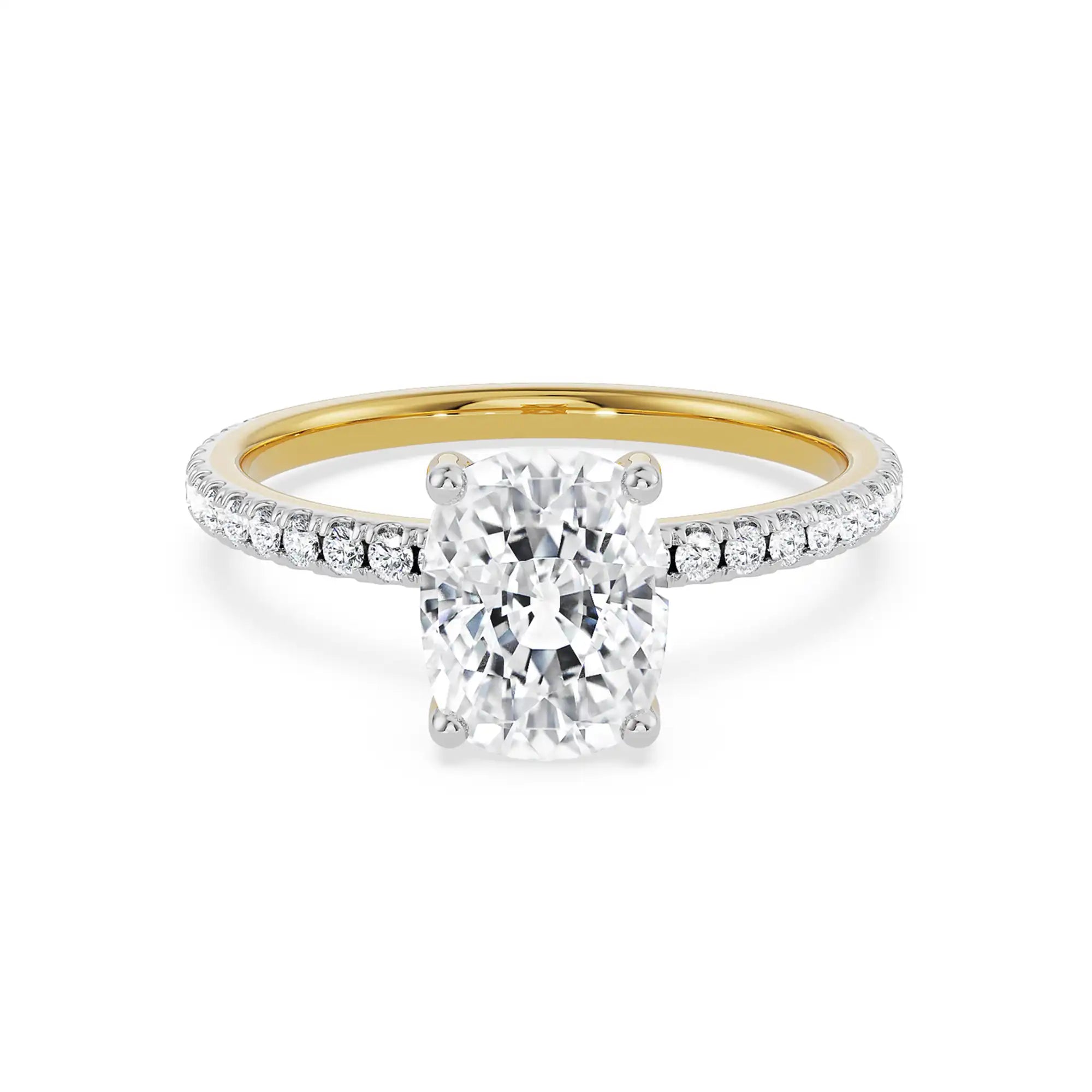 Cushion Square Bridal Ring Front view