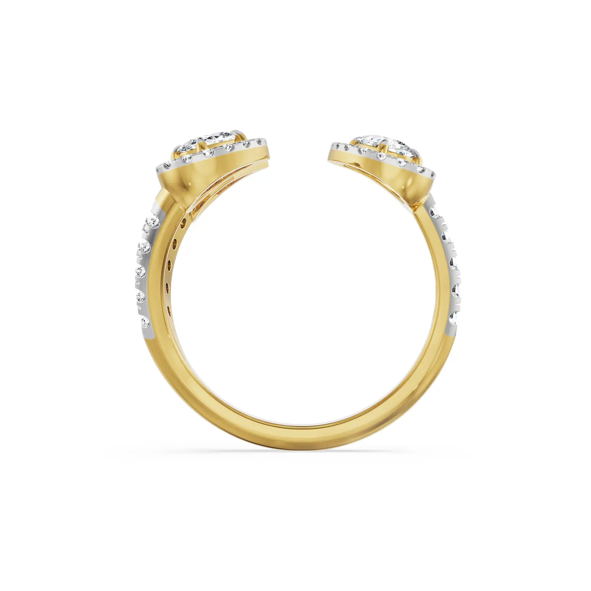 Three Stone Cocktail Lab Grown Diamond Ring - Back view