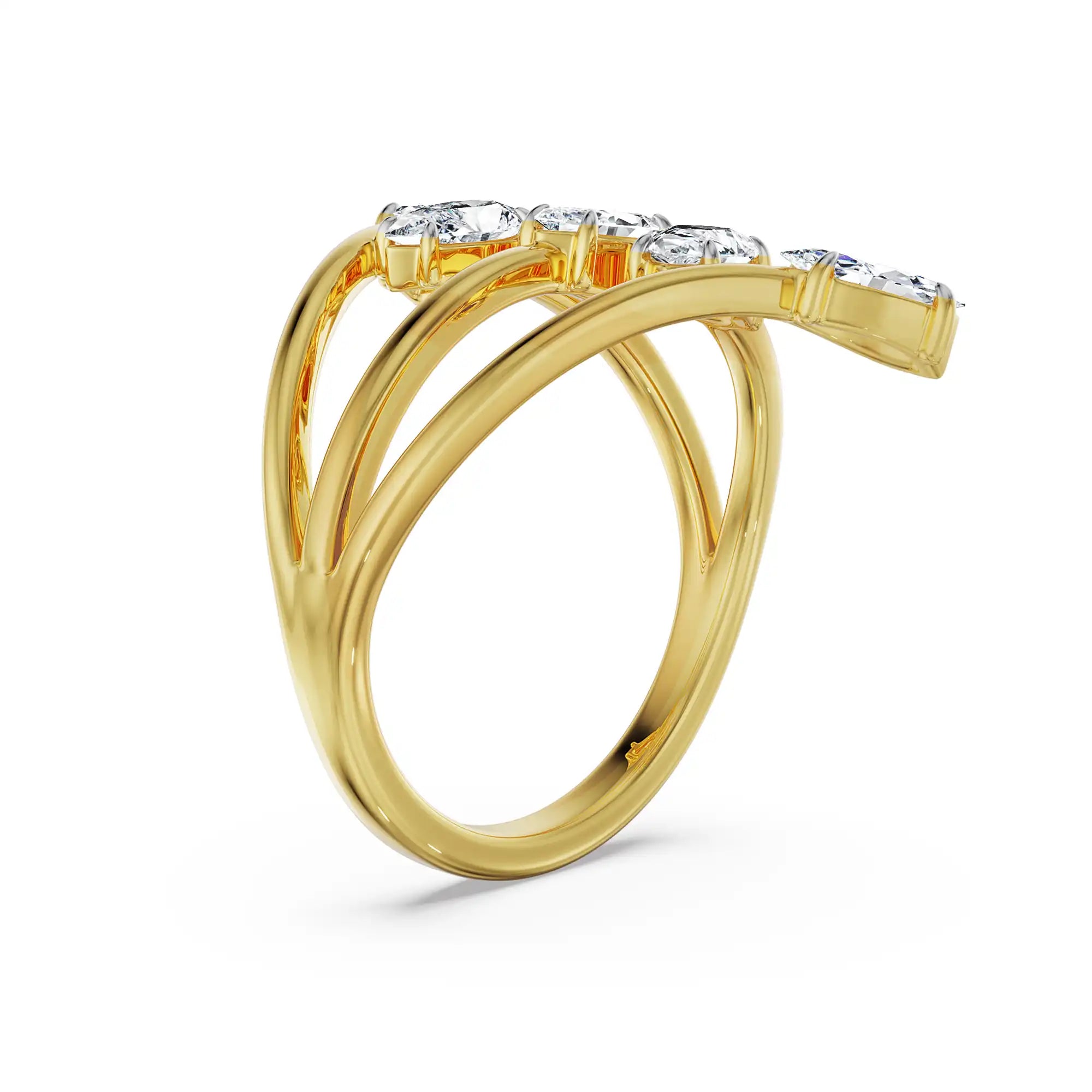 Pear Marquise Cocktail Lab Grown Diamond Ring- Back view