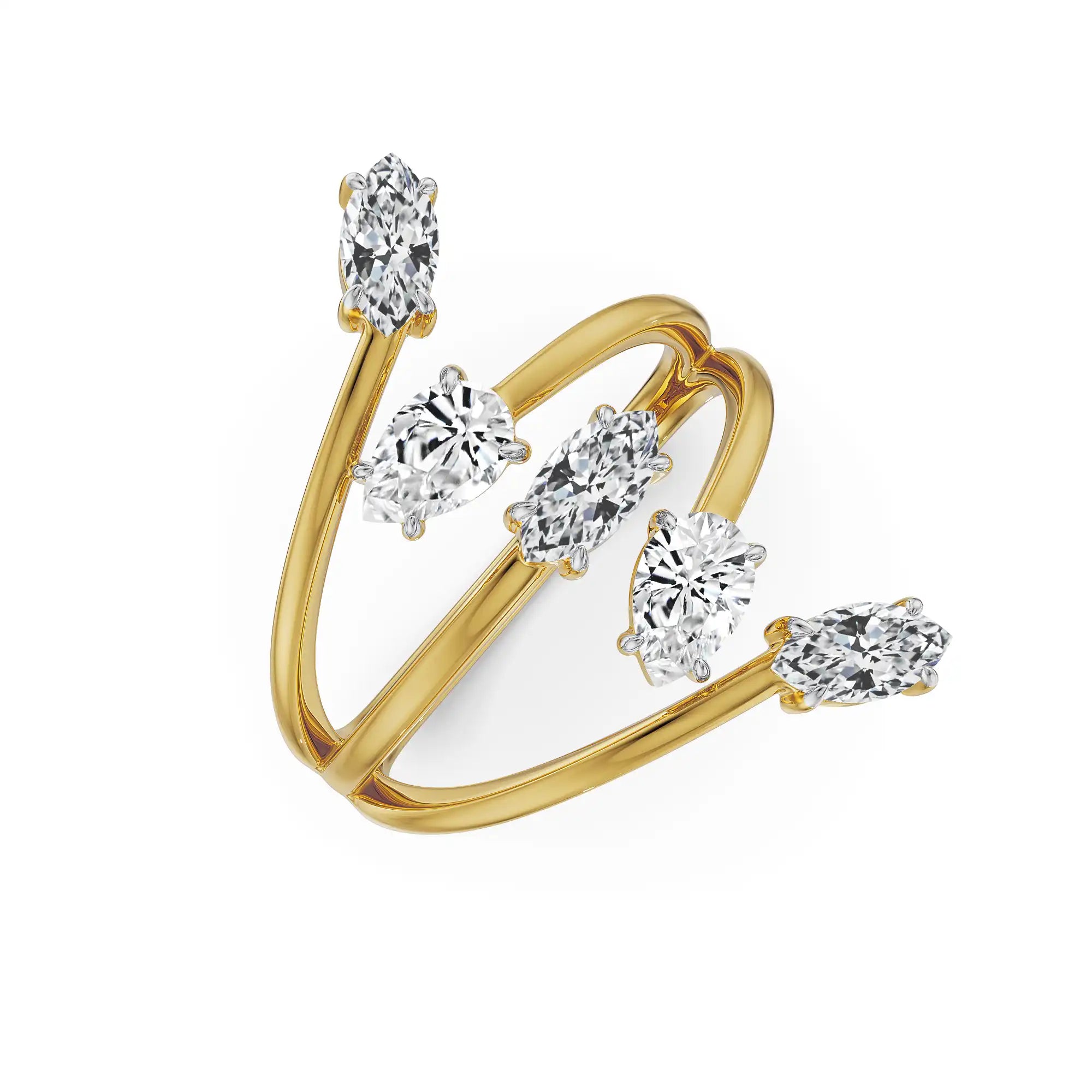 Pear Marquise Cocktail Lab Grown Diamond Ring- Top view