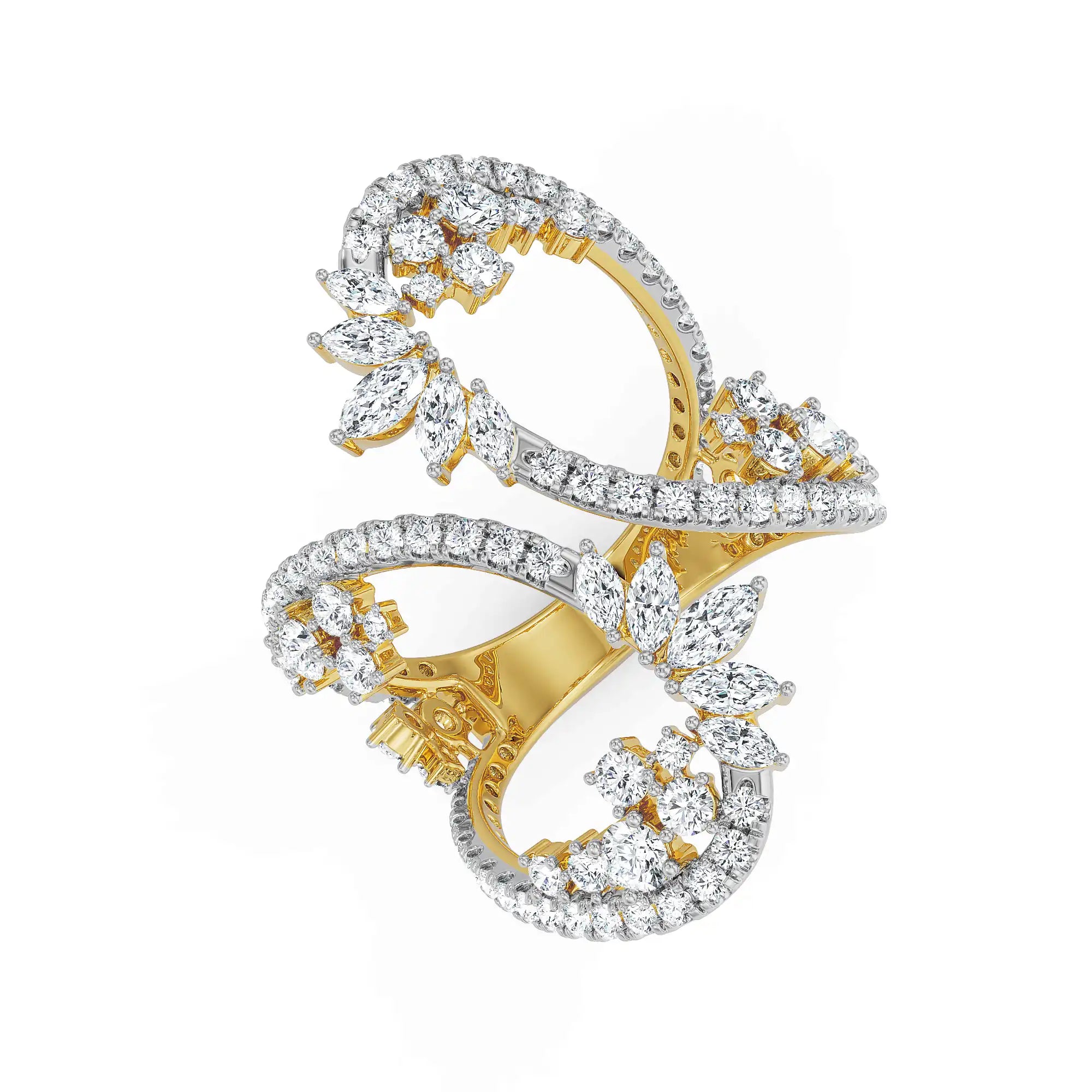 Swirl Festive Lab Grown Diamond Cocktail Ring- Top view