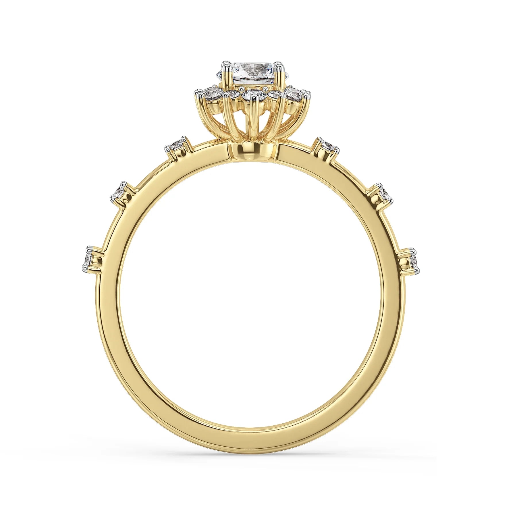 Daisy Dainty Lab Grown Diamond Ring - Back view in 9KT