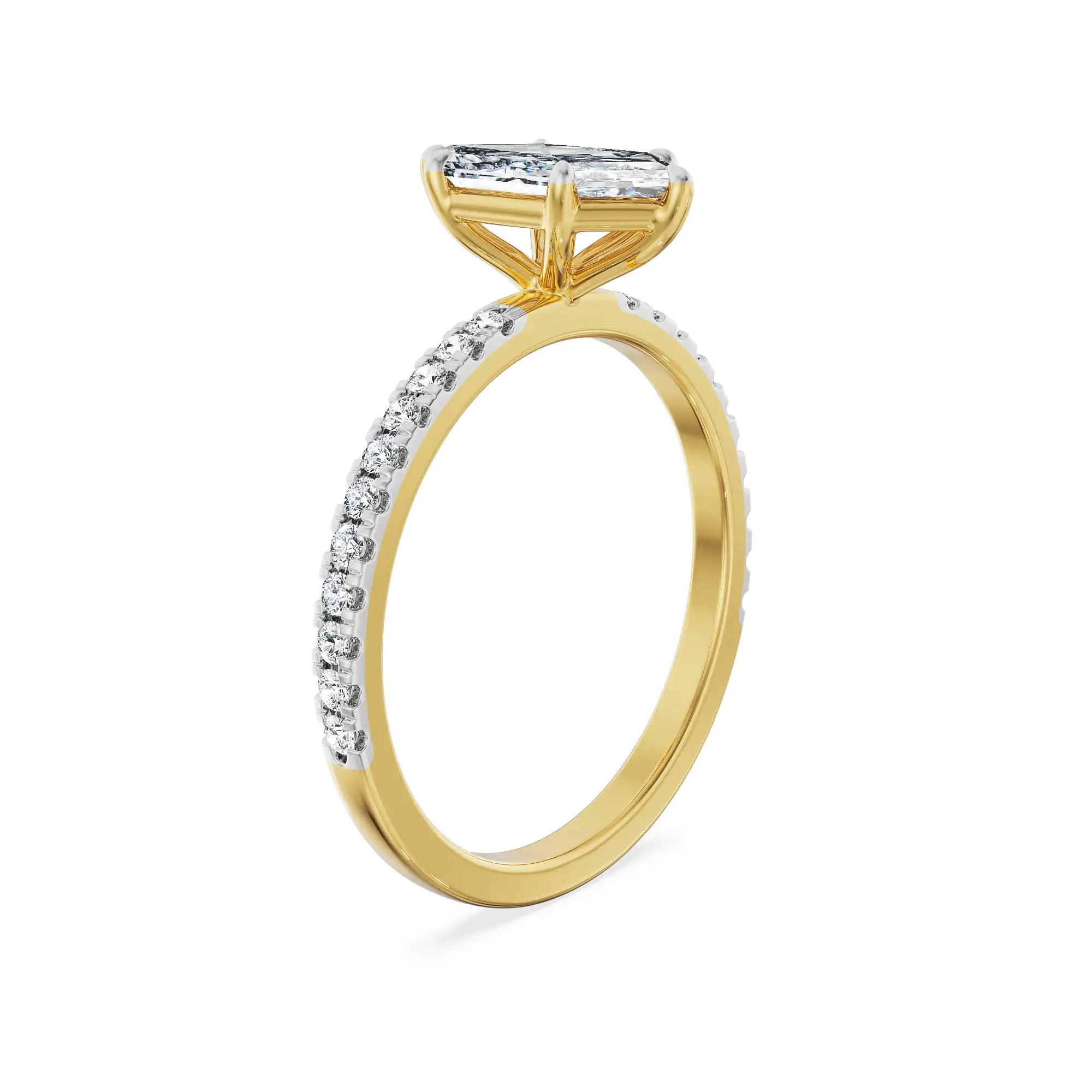 Custom Hexagon Lab Grown Diamond Ring - top view in 9KT
