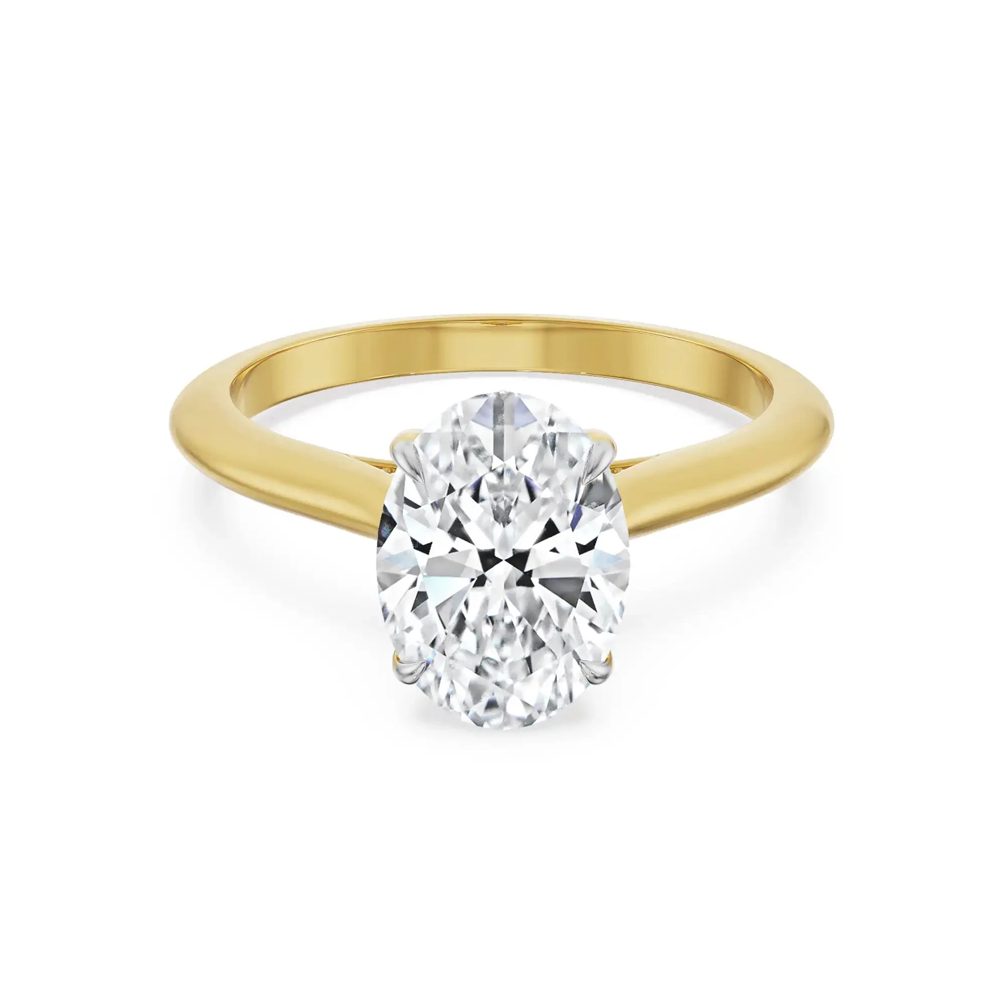 1.5 Carat Oval Lab Grown Diamond Engagement Ring- Front view in 9KT