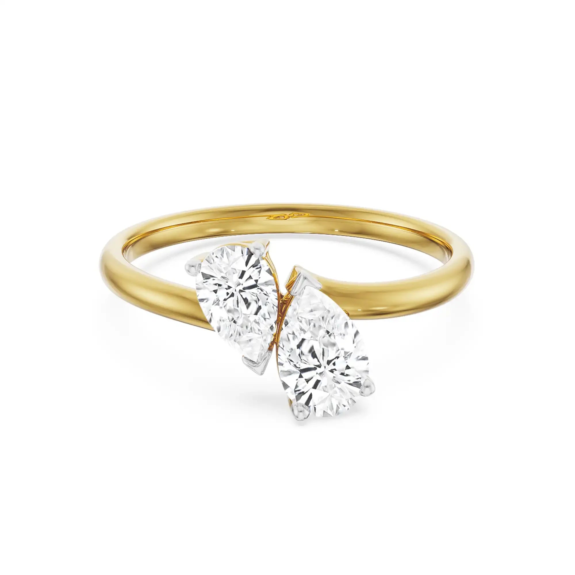 Two Stone Pear Solitaire Ring_in-stock