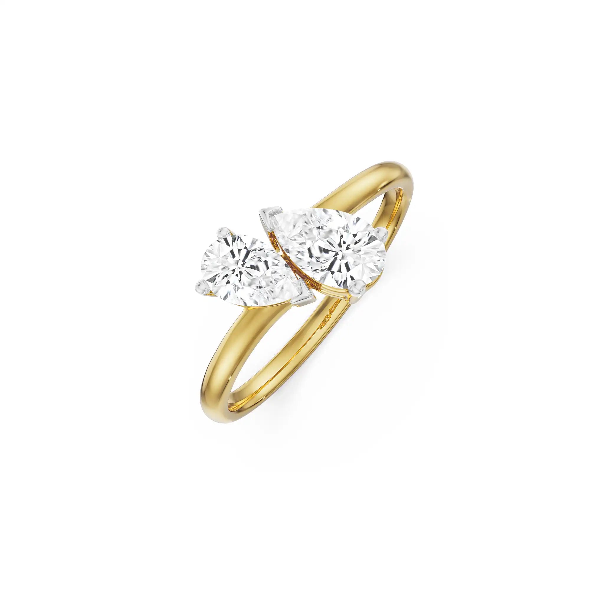 Two Stone Pear Solitaire Ring Top view