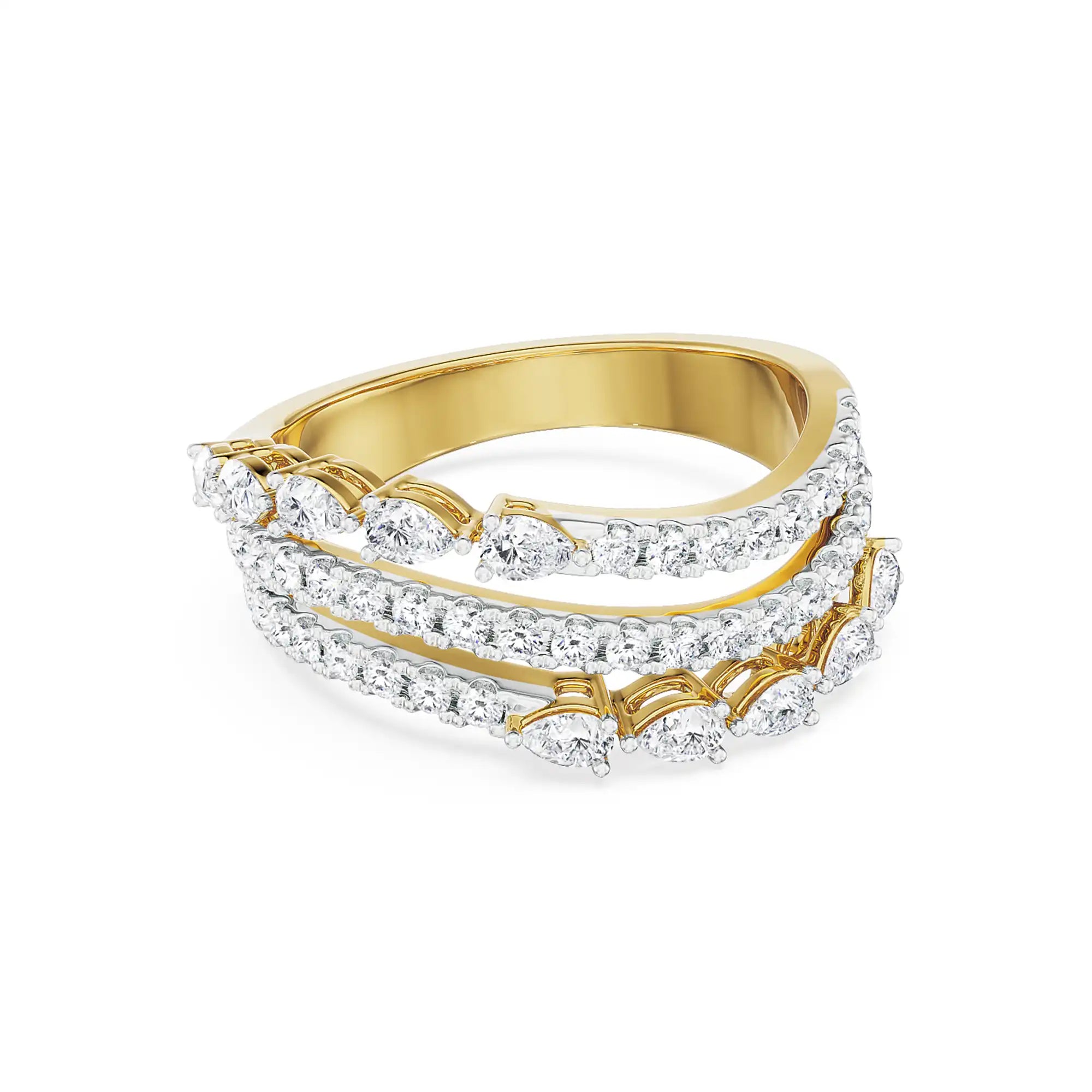 Snowflakes Peary Diamond Band Front view