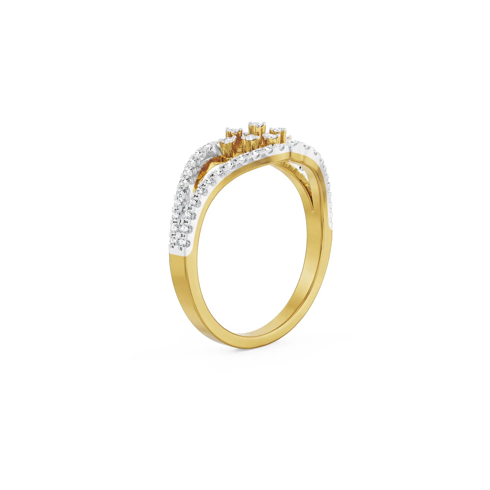 Vintage Layered Diamond Ring back view in 9KT