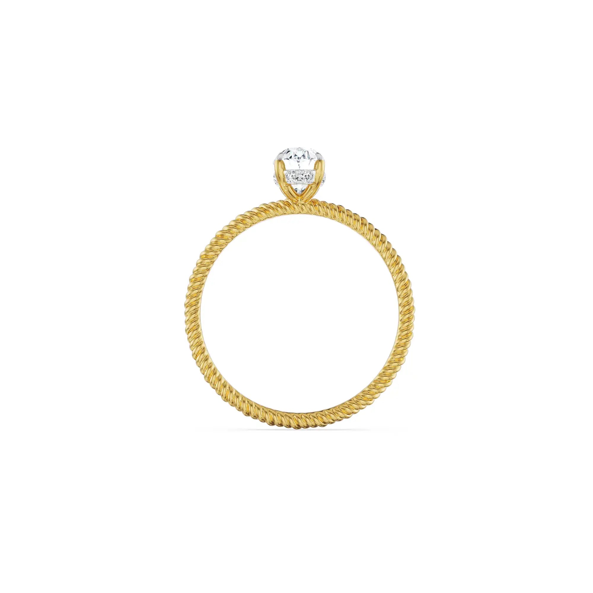 0.70 CT Oval Engagement Ring back view