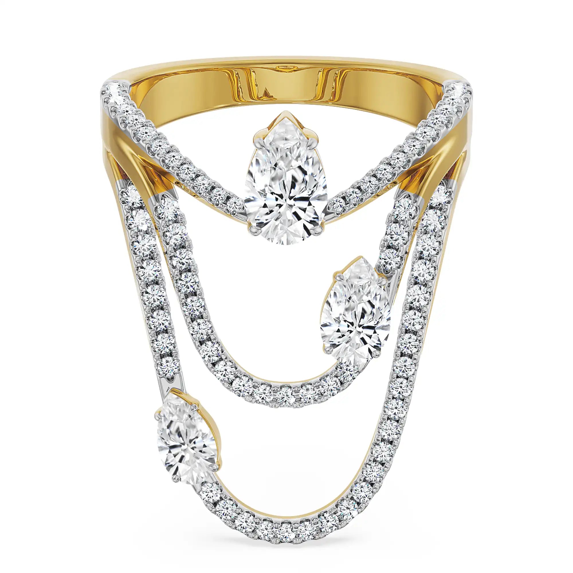 Three Pear Lab Grown Diamond Cocktail Ring- Front view