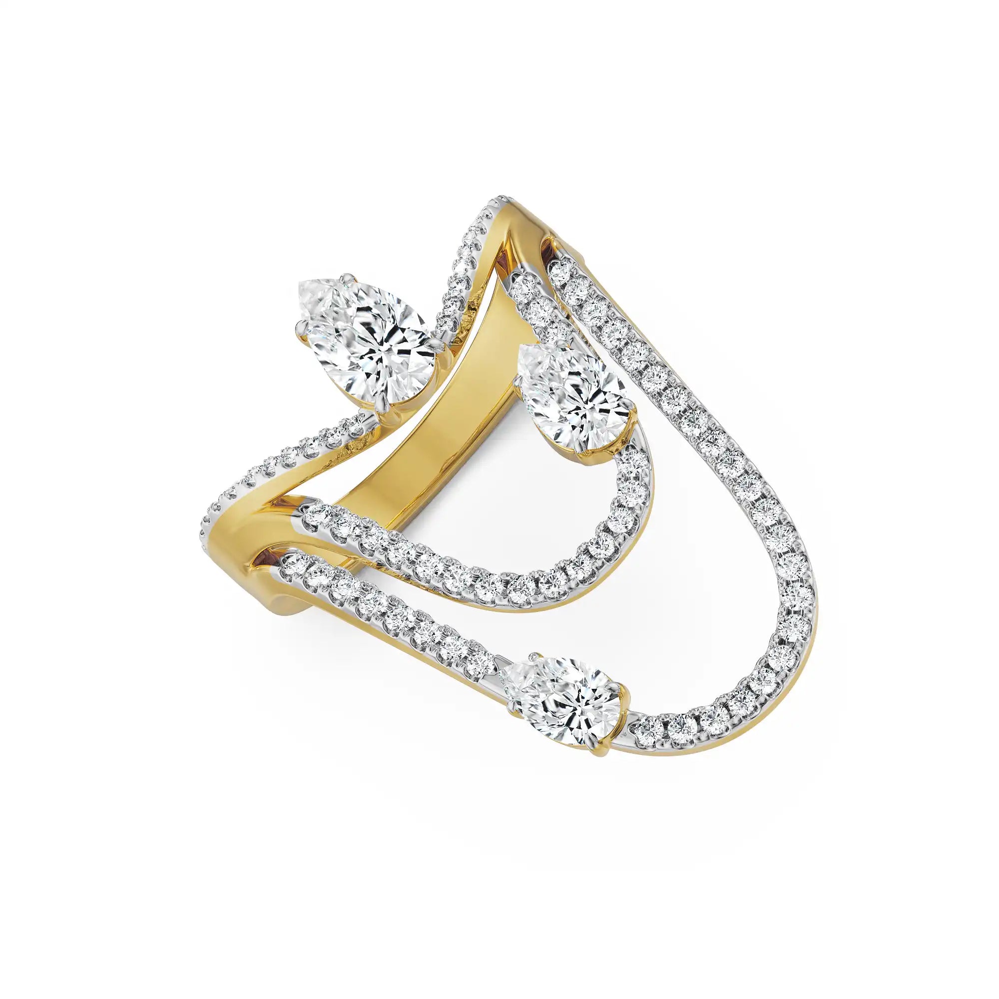 Three Pear Lab Grown Diamond Cocktail Ring- Top view
