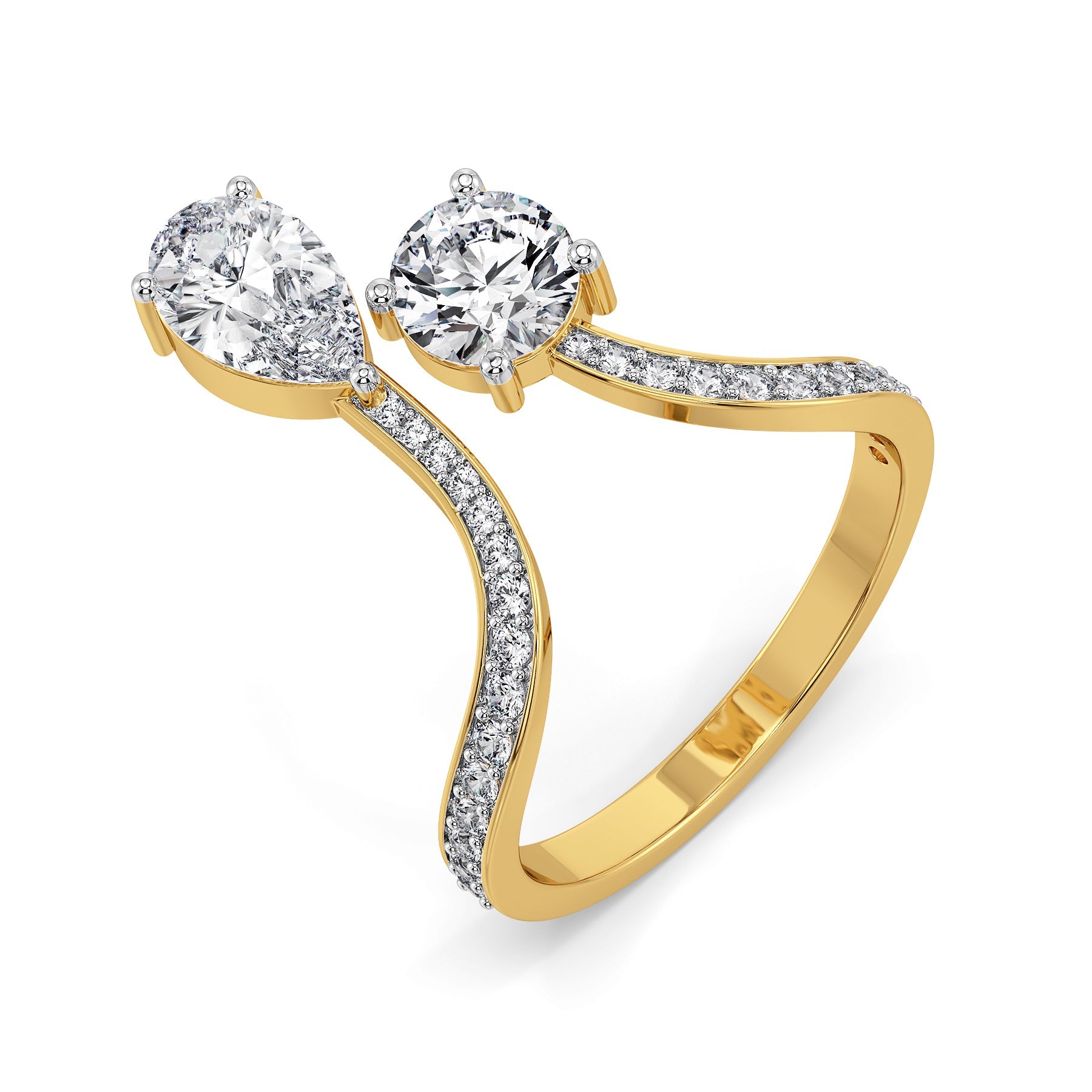 Amora Duo Lab Grown Diamond Ring - top view in 9KT