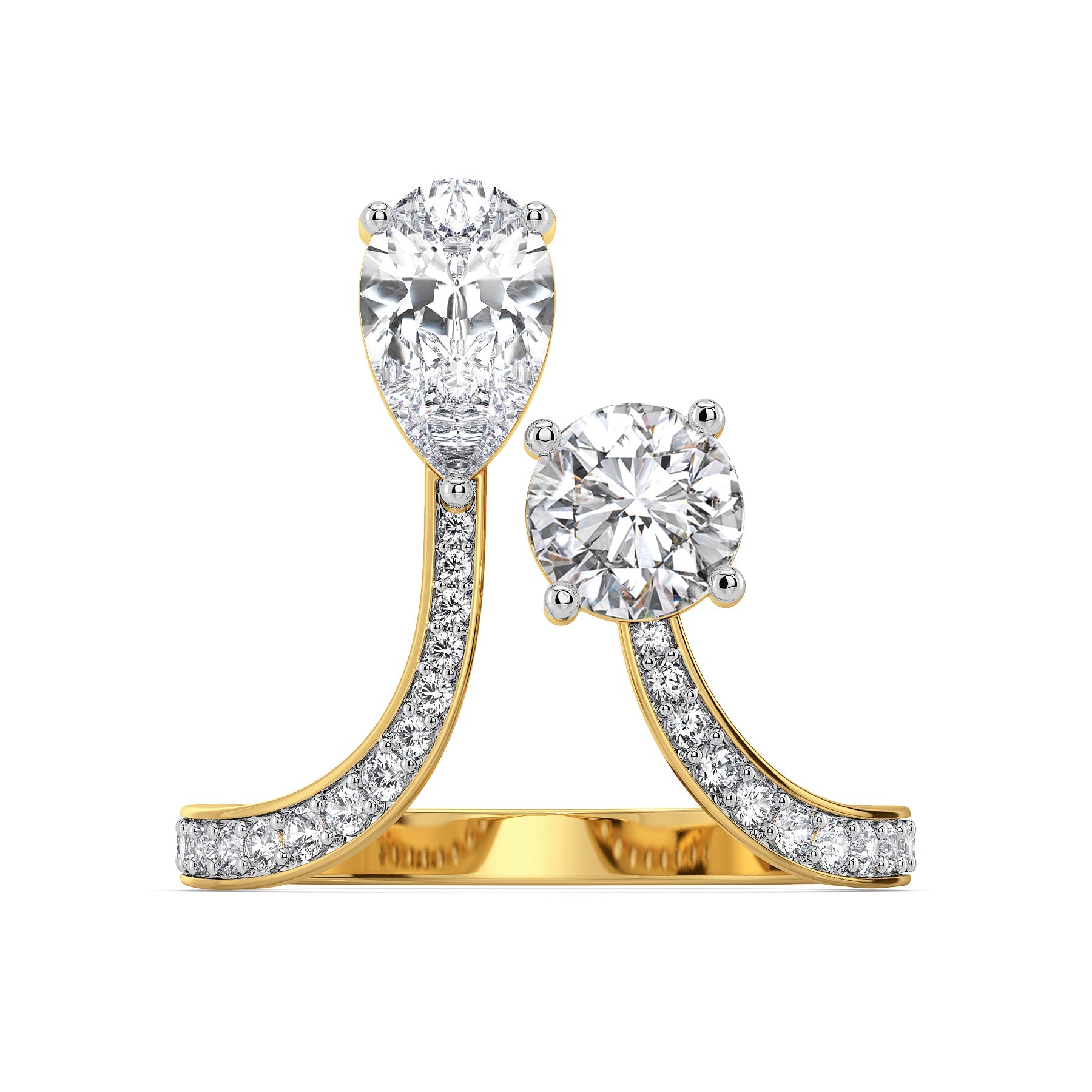 Amora Duo Lab Grown Diamond Ring - front view in 9KT