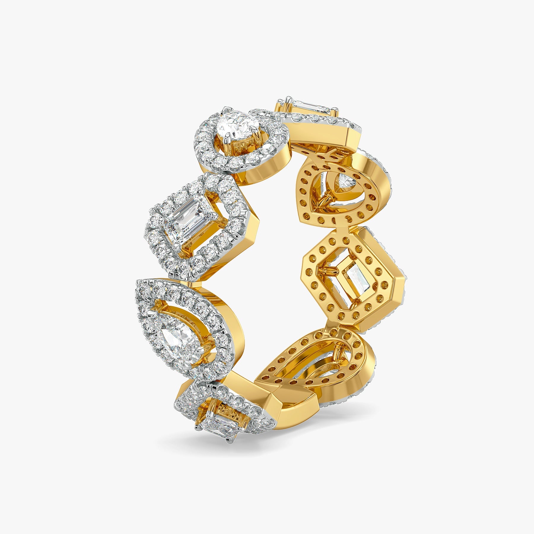 The Halo Vault Lab Grown Diamond Ring - Side view in 9KT