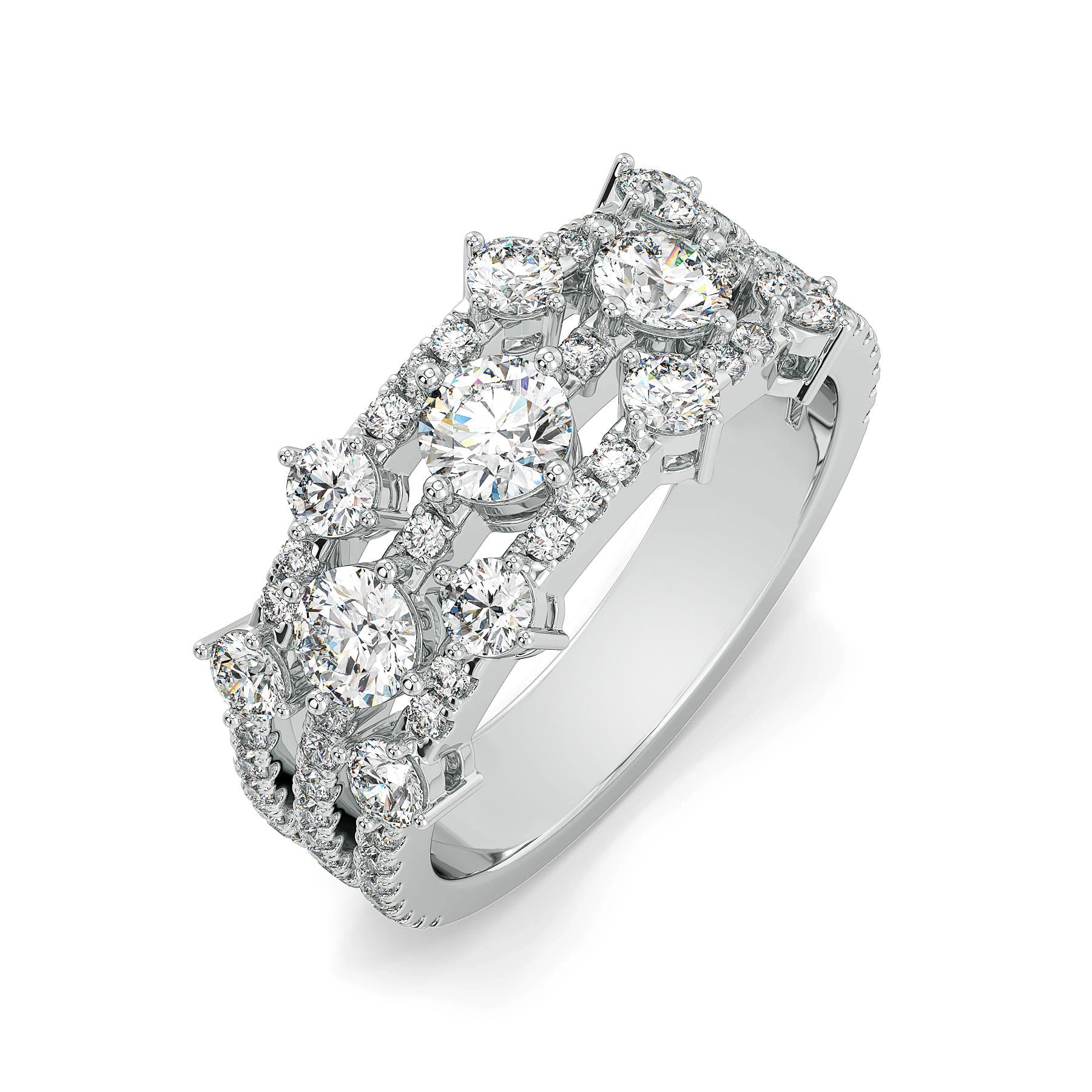 Round Clustered Lab Grown Diamond Ring - top view
