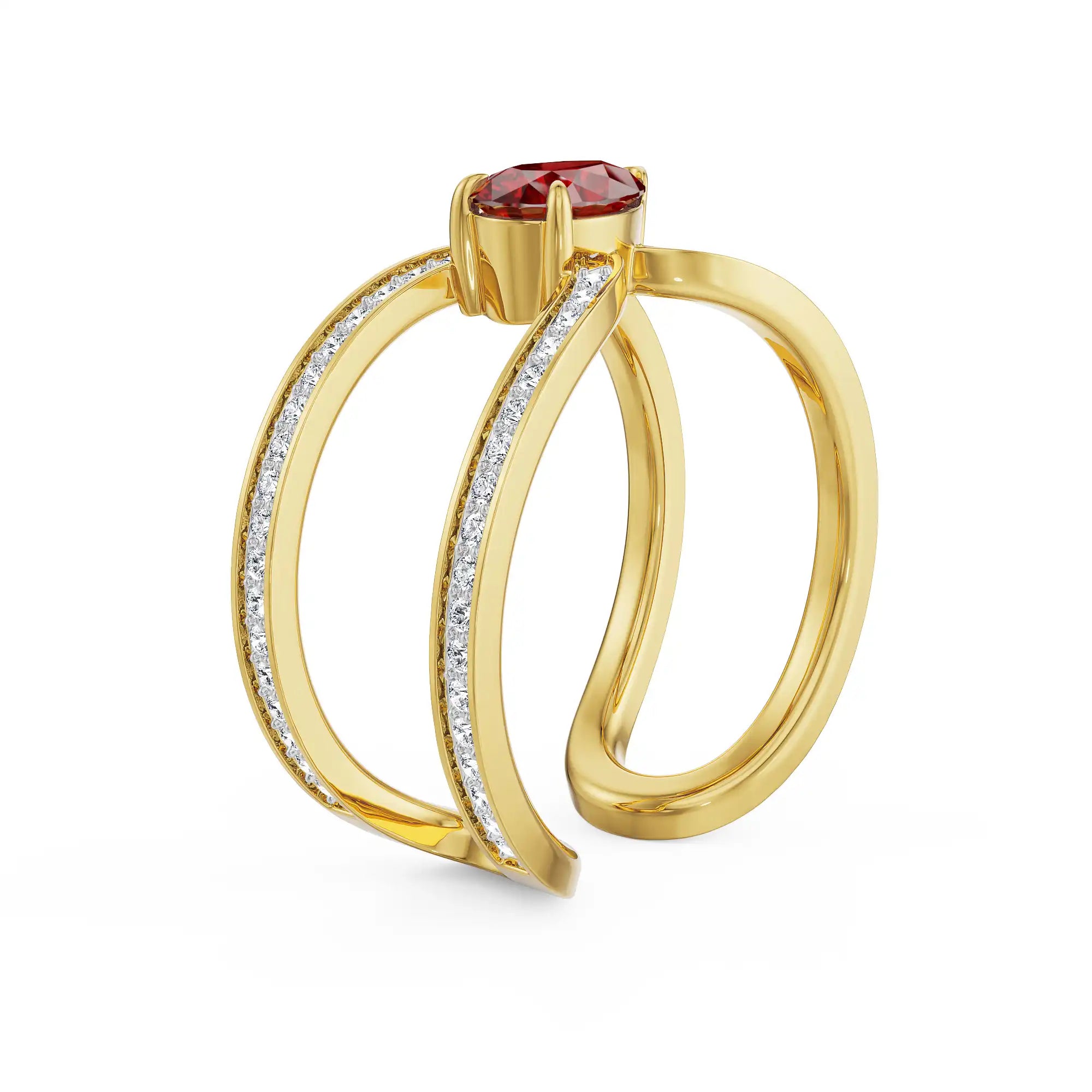 Ethera Ruby Lab Grown Diamond Ring - top view