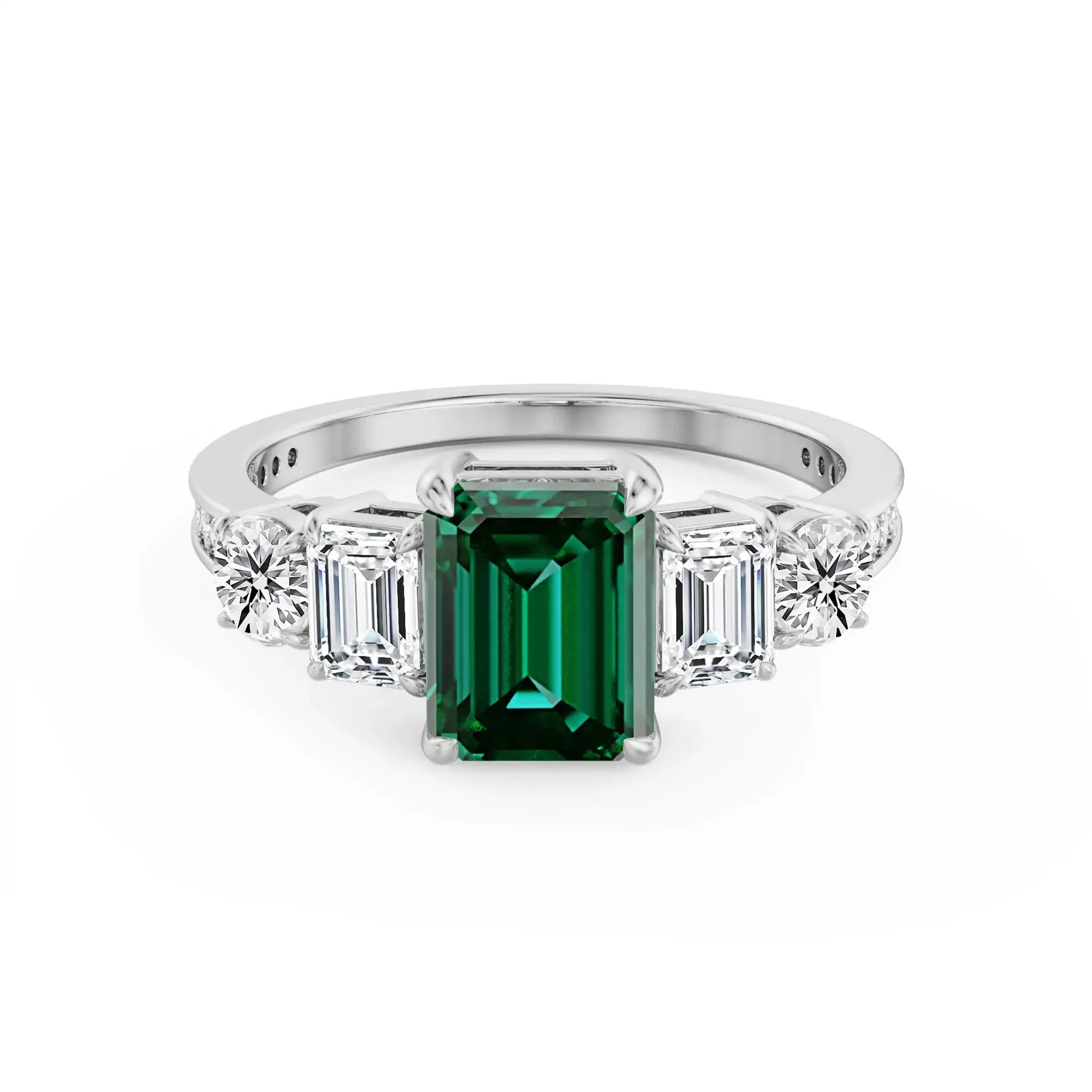 Five Solitaire Lab Grown Diamond Ring - front view in 9KT