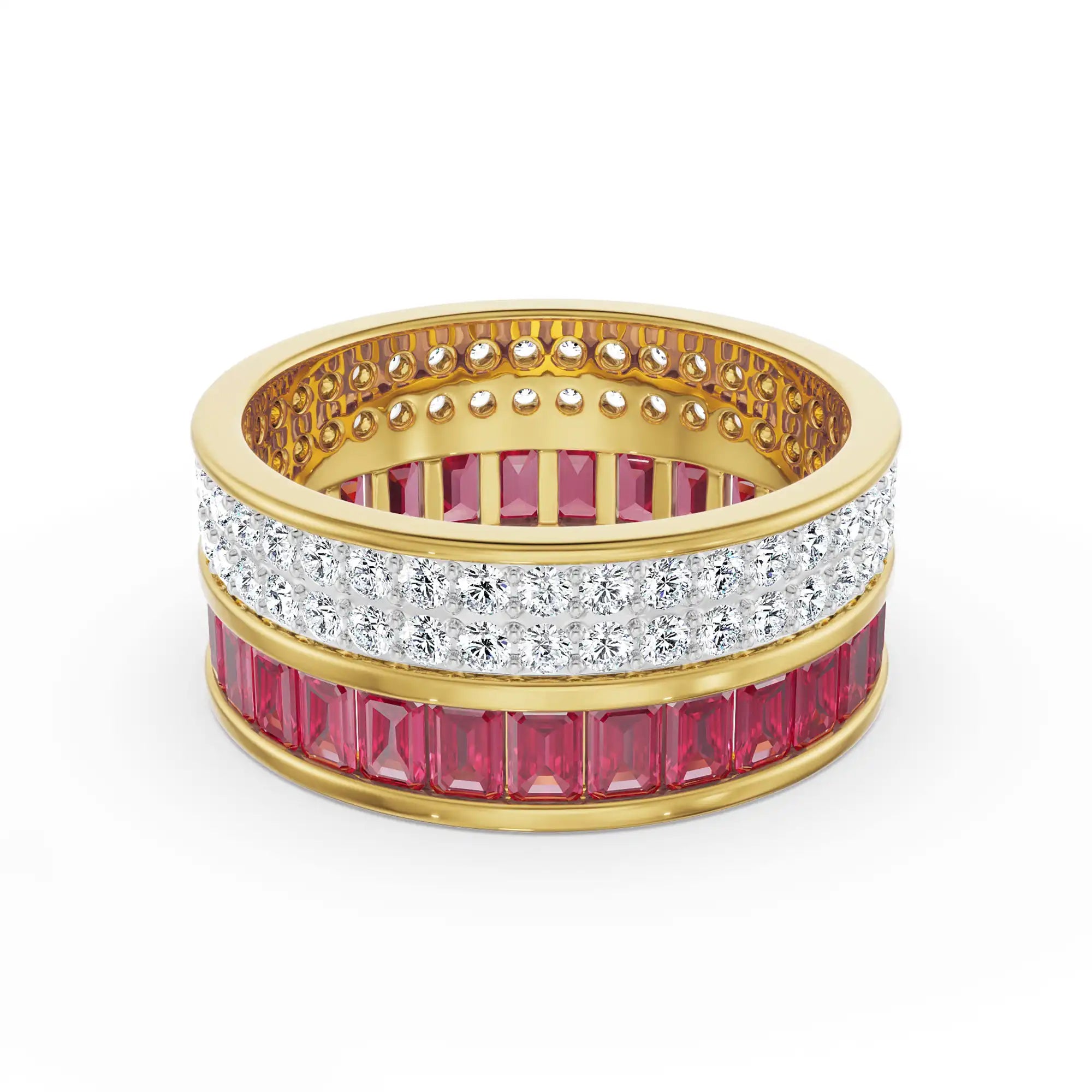 Drum Ruby Lab Grown Diamond Band - front view