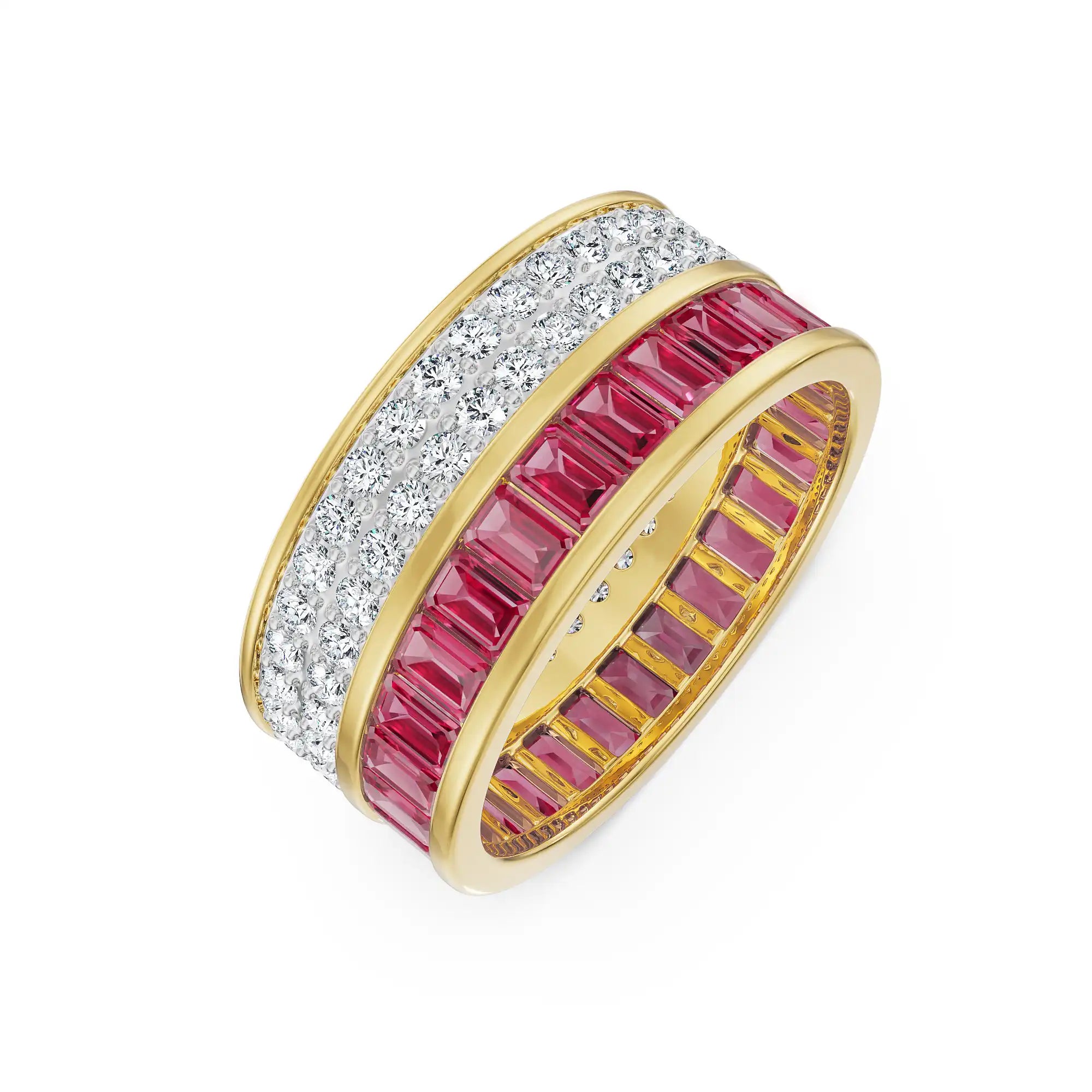 Drum Ruby Lab Grown Diamond Band - left view