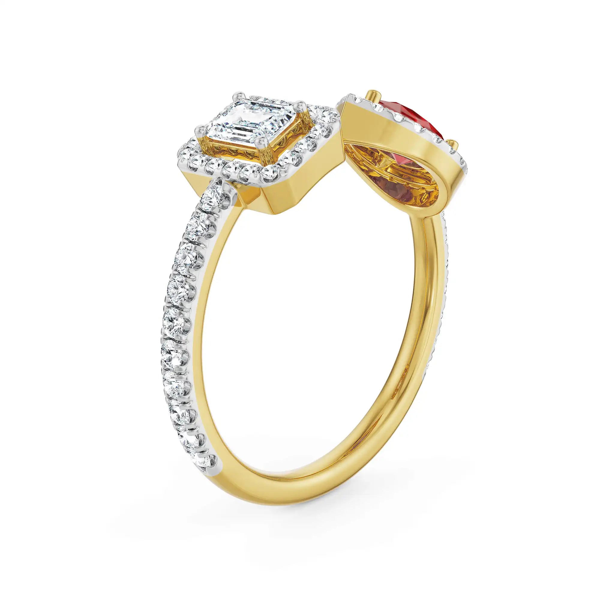 Arrowhead Ruby Lab Grown Diamond Ring - top view