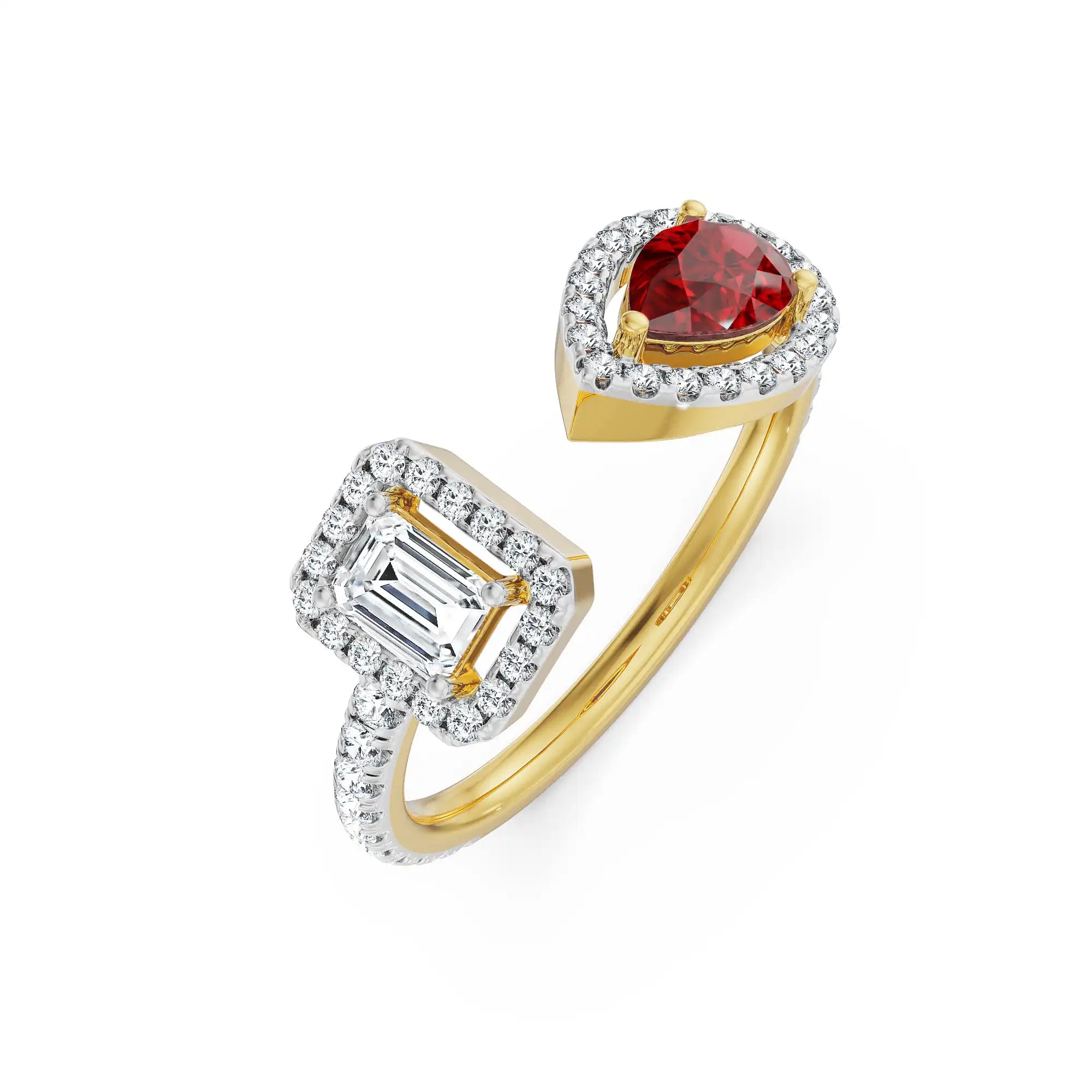 Arrowhead Ruby Lab Grown Diamond Ring - left view
