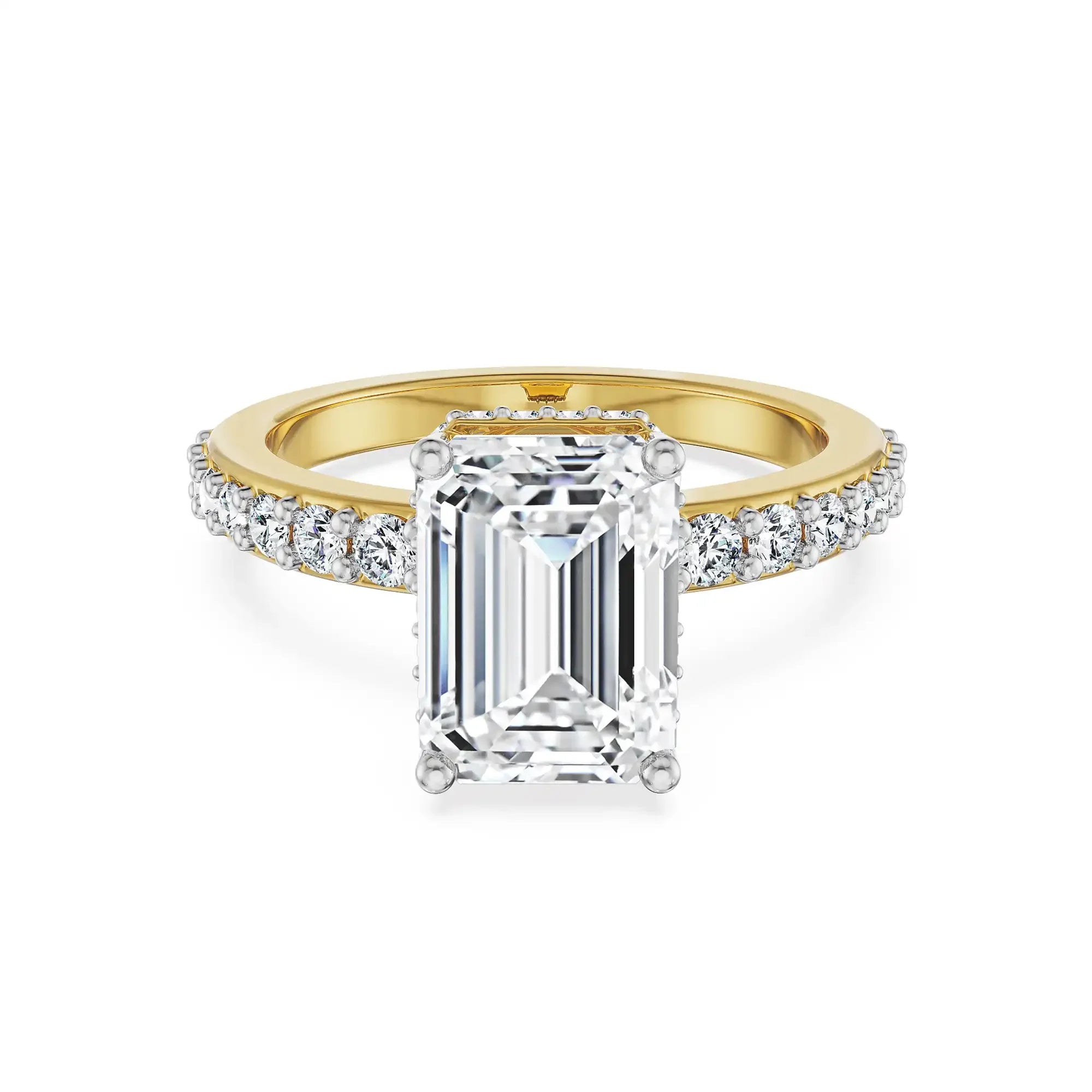 Citrine Skye Emerald Lab Grown Diamond Ring - front view in 9KT