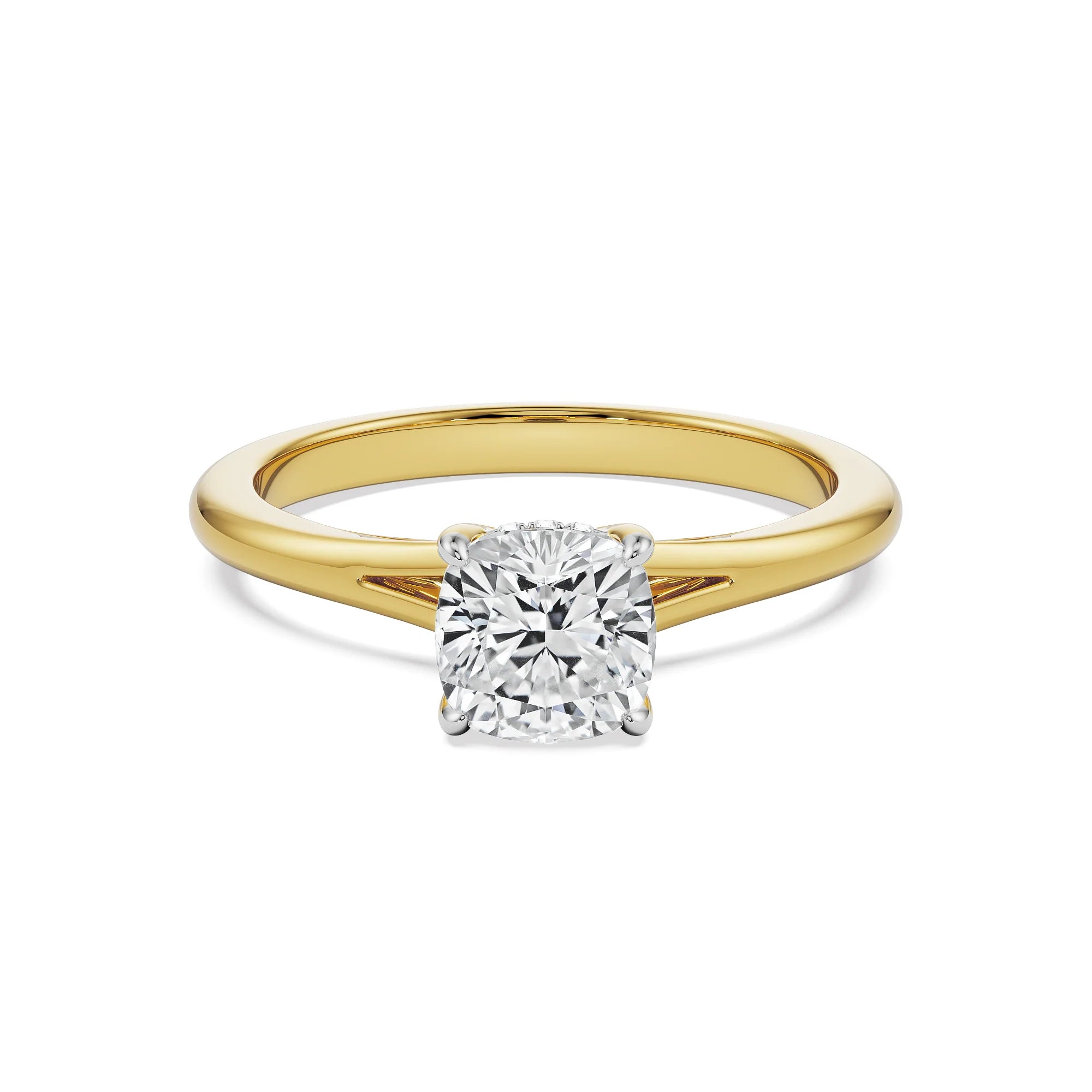 Classic Charm Cushion Cut Lab Diamond Ring - front view in 9KT