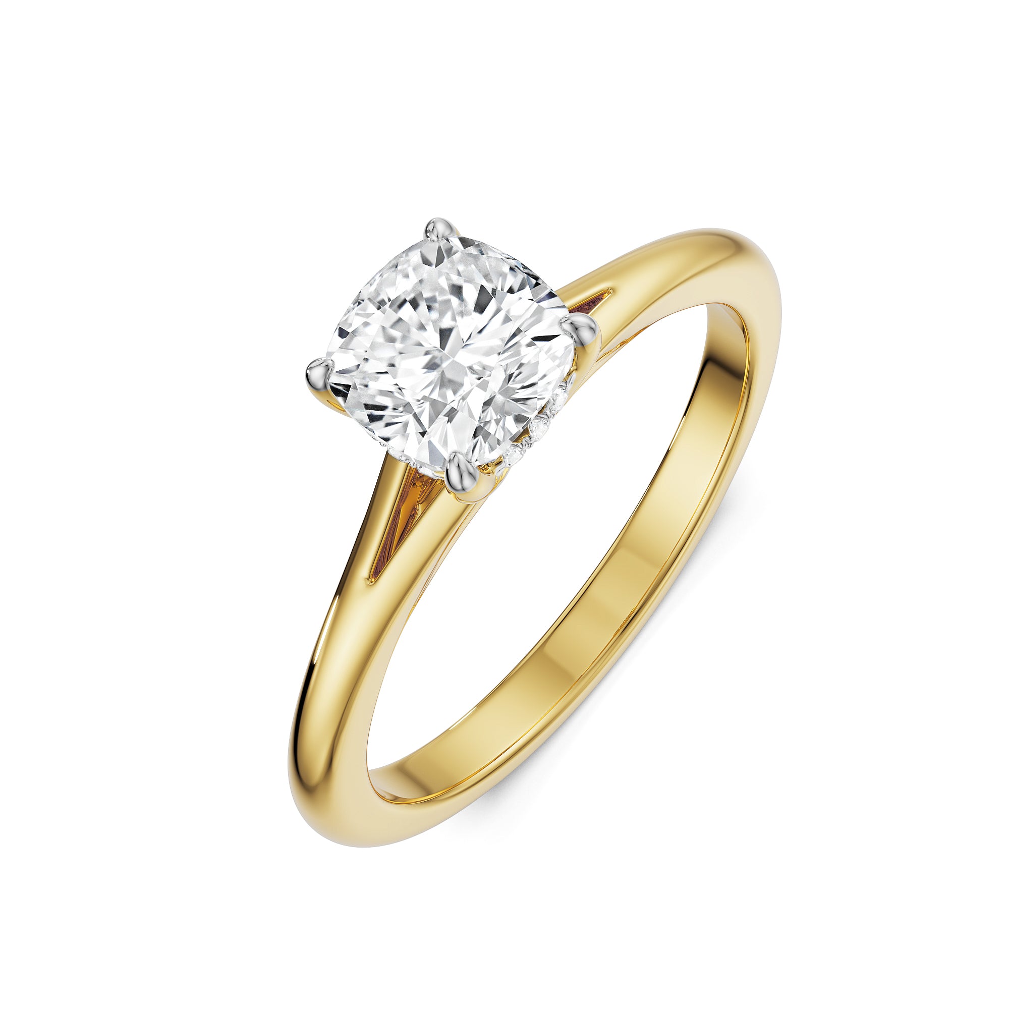 Classic Charm Cushion Cut Lab Diamond Ring - top view