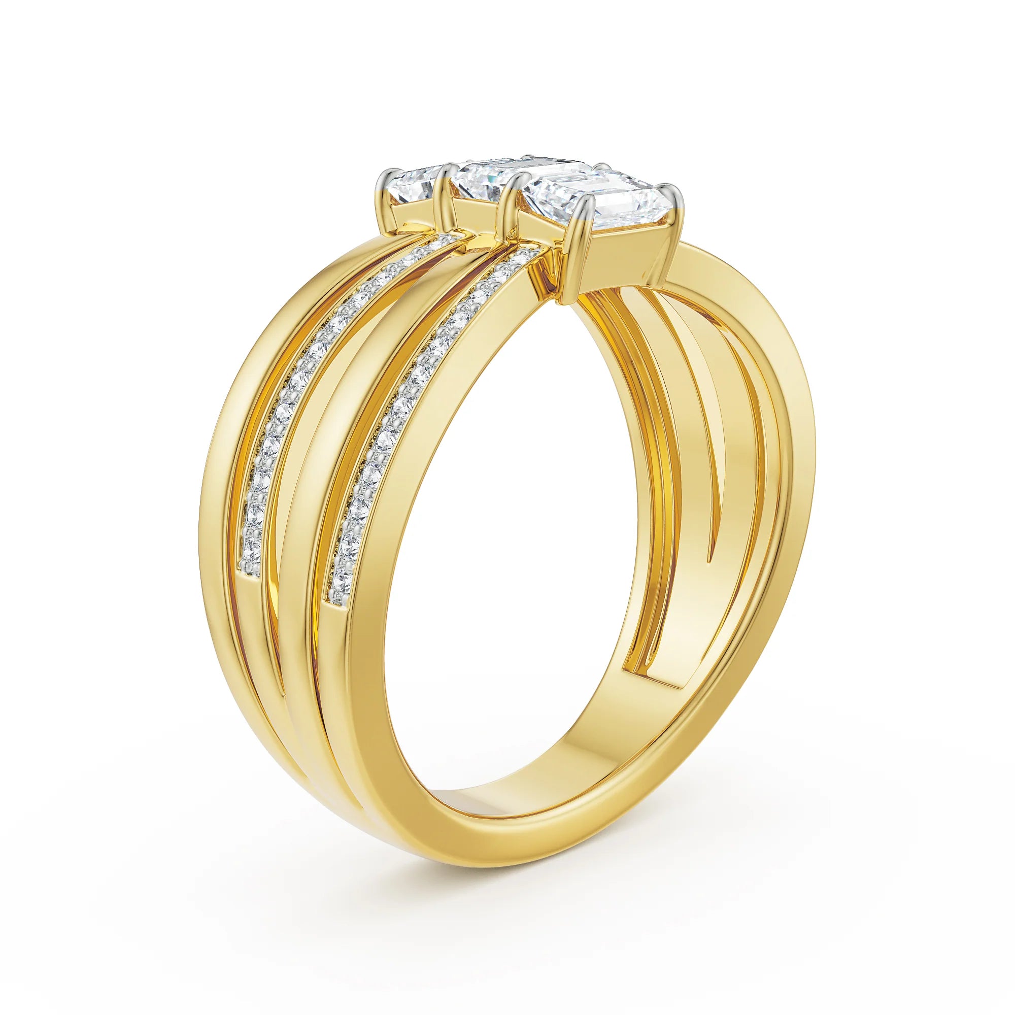 Ribbon Lab Grown Diamond Ring - side view in 9KT