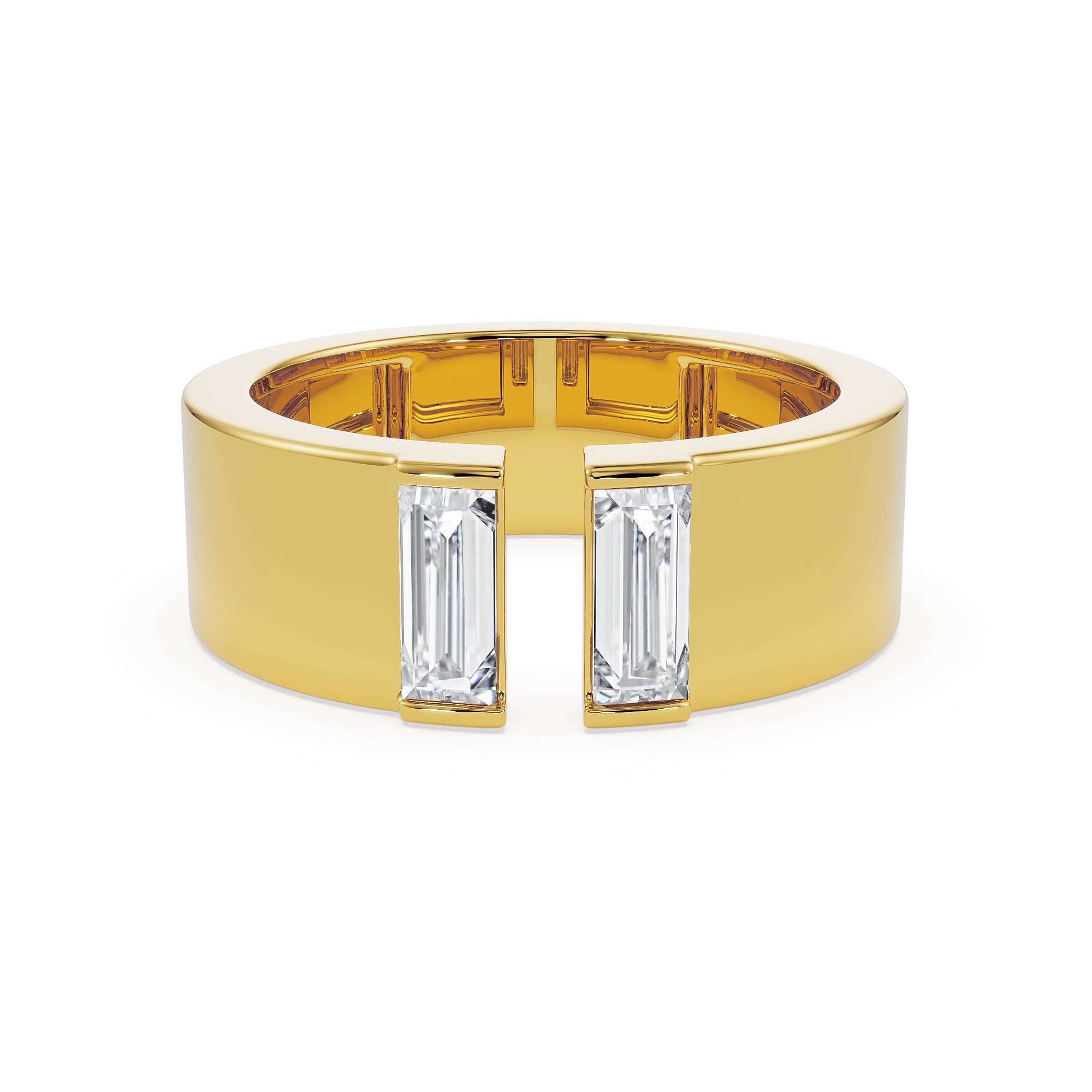 Baguette Lab Grown Diamond Open Ring - front view