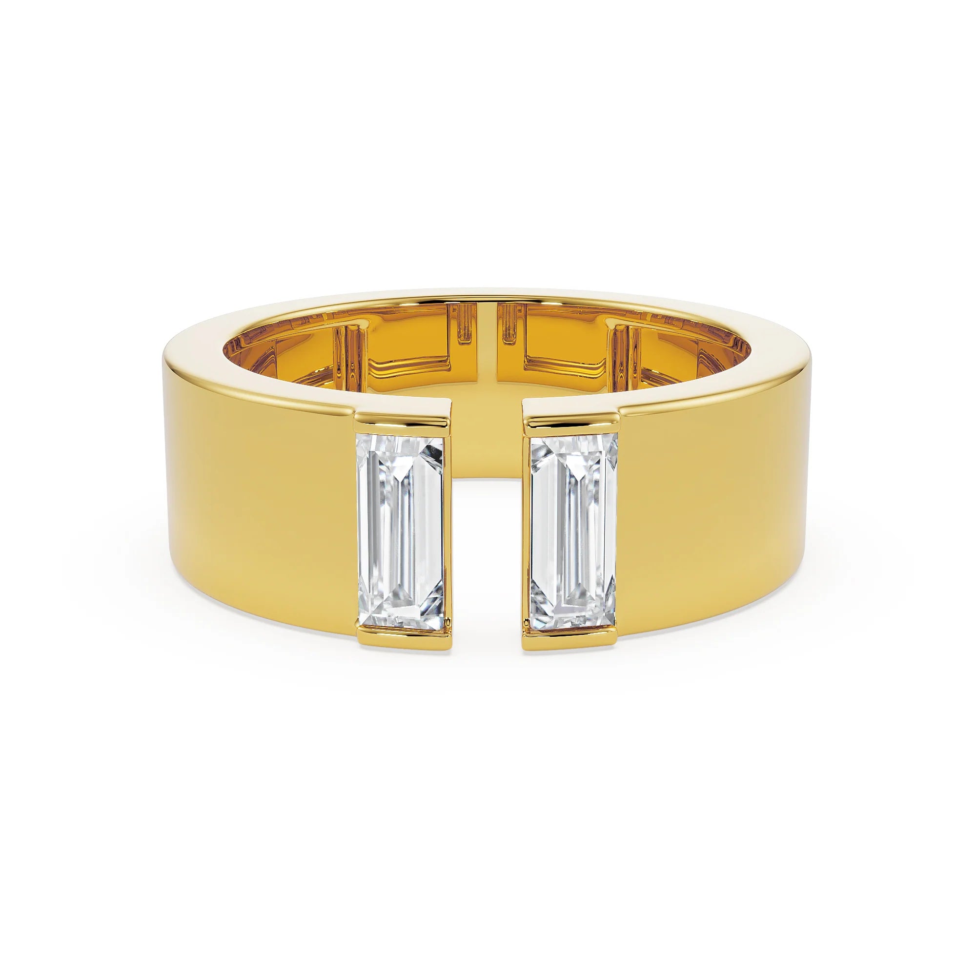 Baguette Lab Grown Diamond Open Ring - front view in 9KT